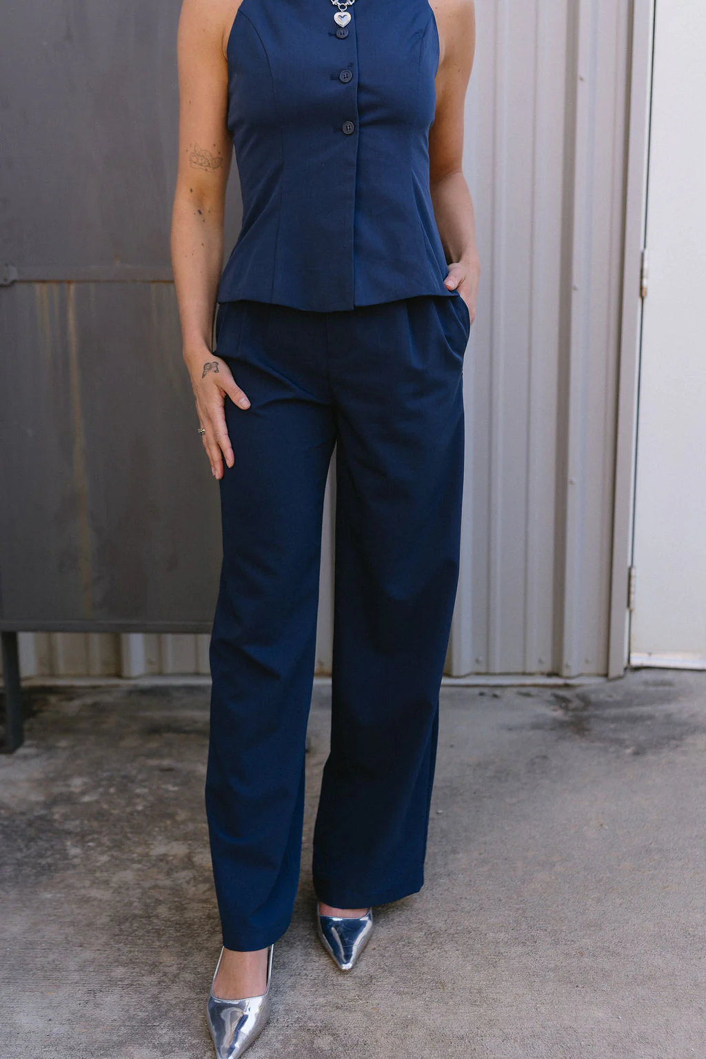 Madden Navy Wide Leg Pants - Image 2