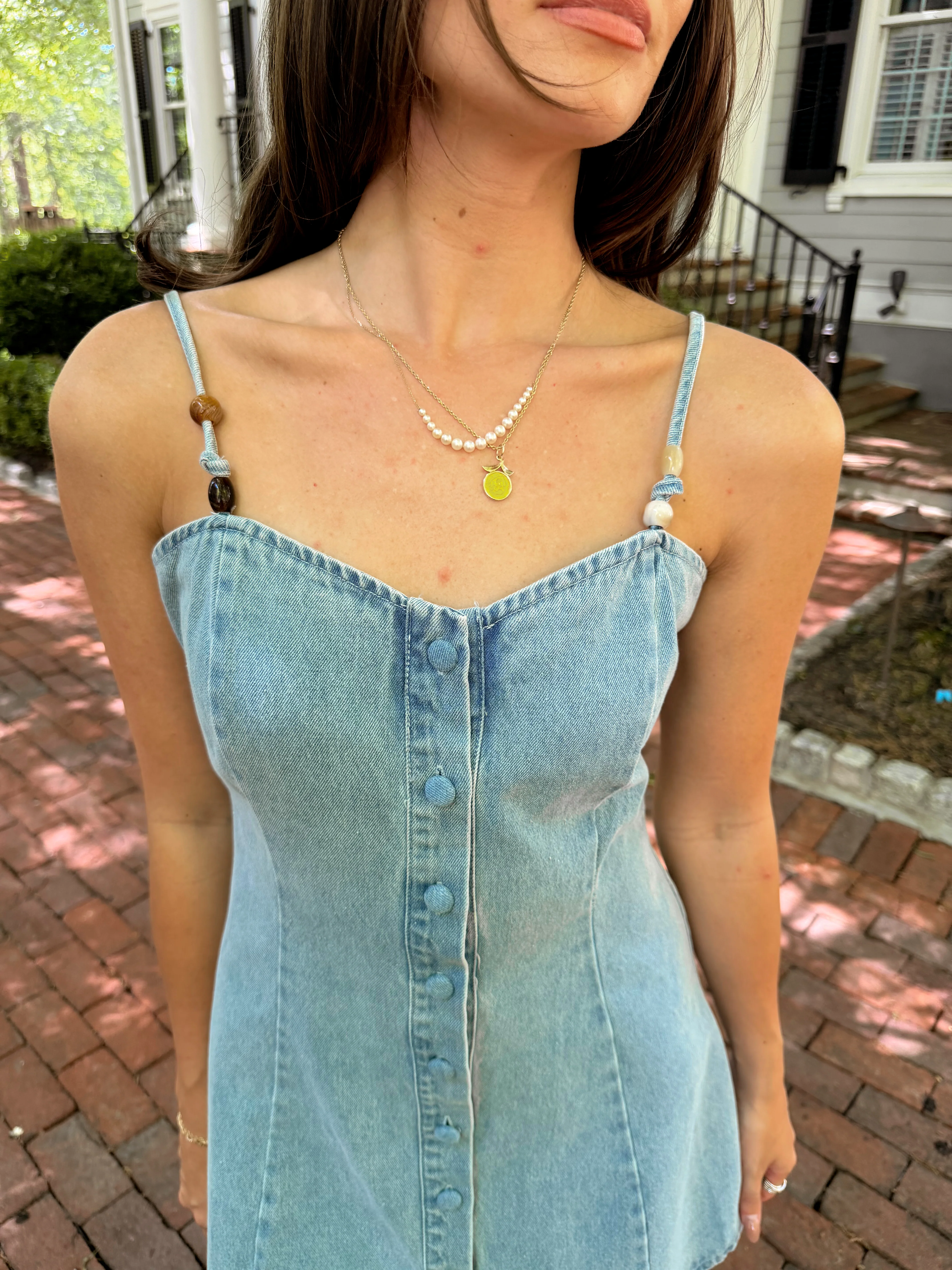 Maddie Denim Bead Strap Mini Dress - Image 3