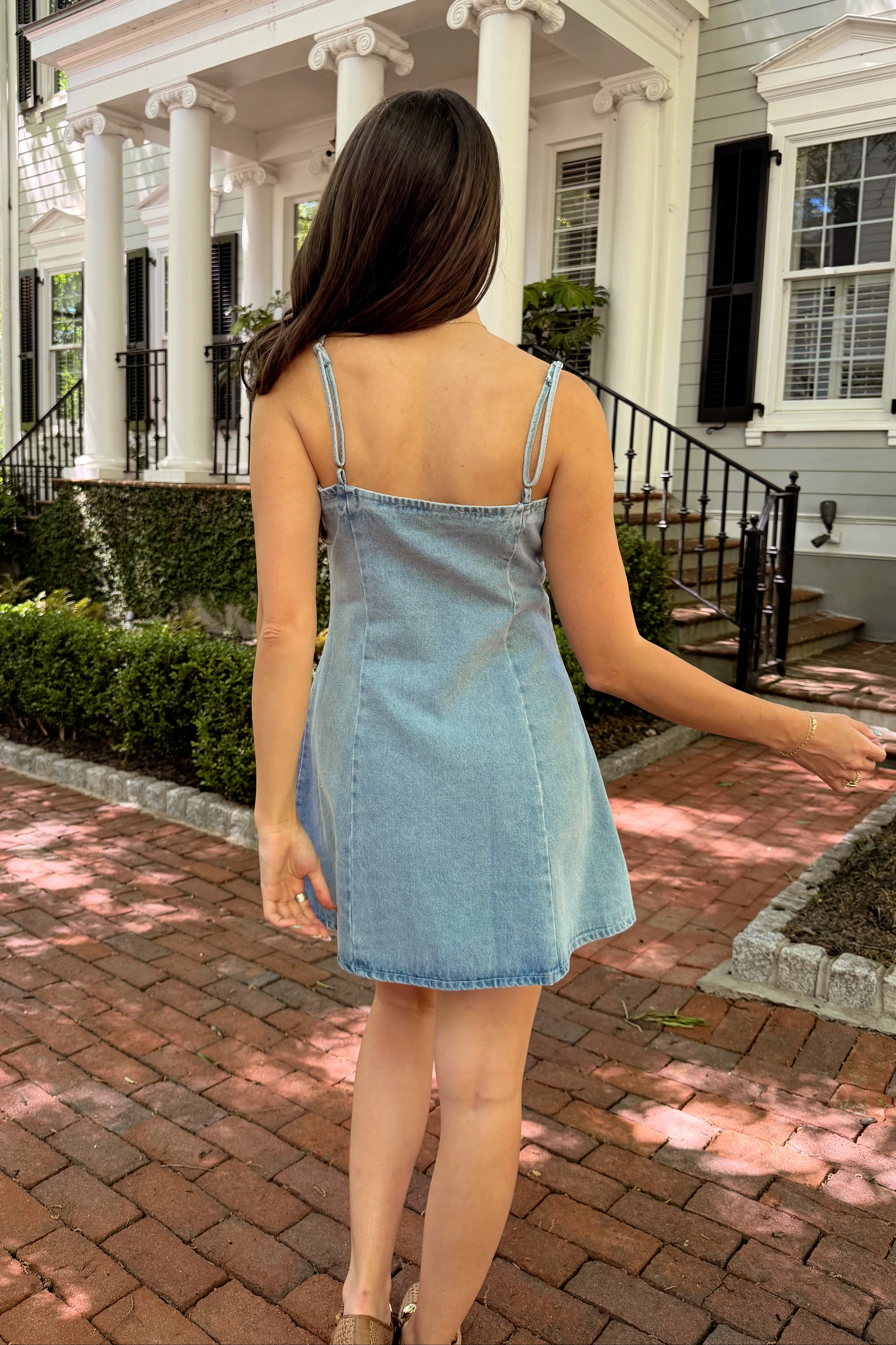 Maddie Denim Bead Strap Mini Dress - Image 4