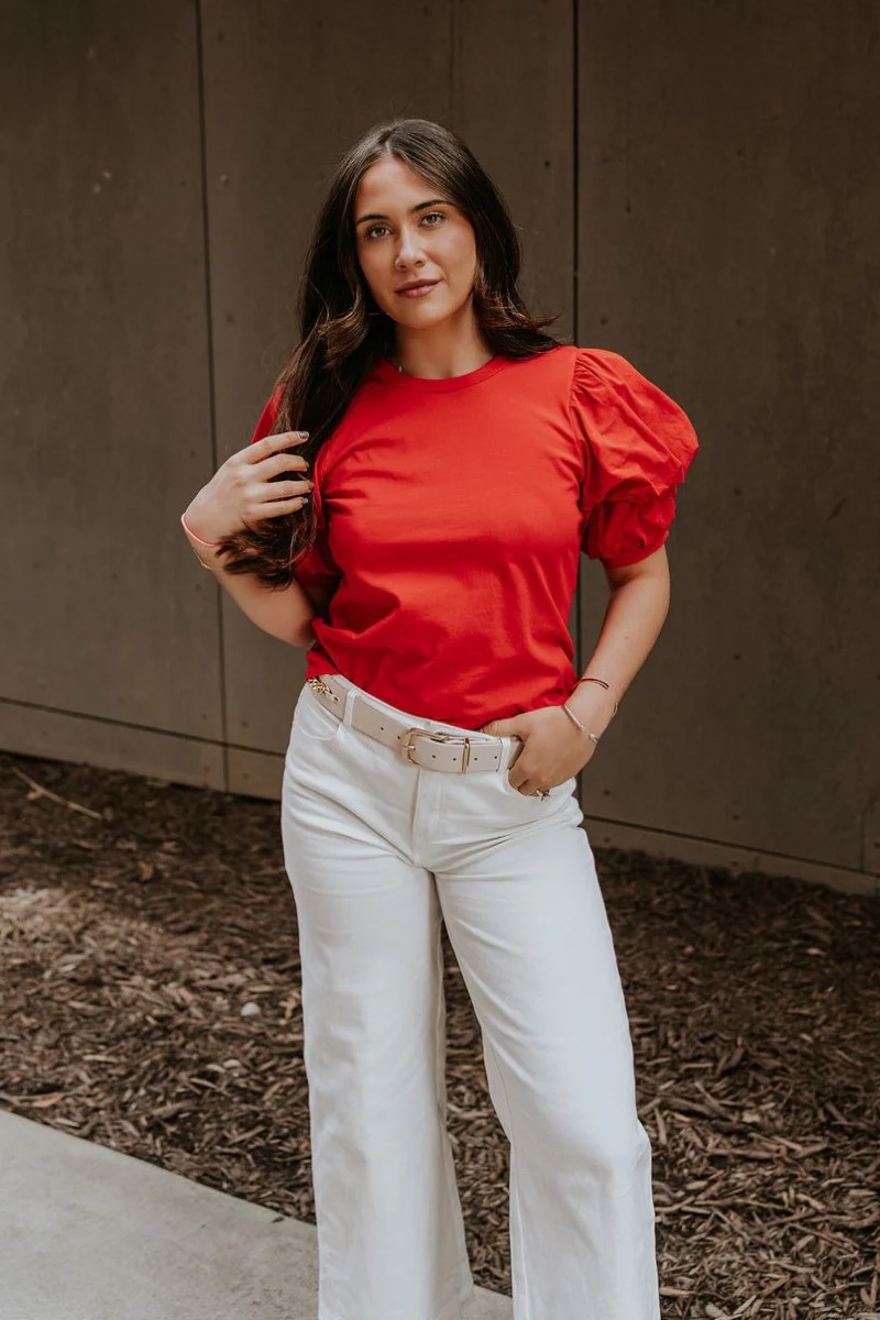 Maddie Red Puff Sleeve Top