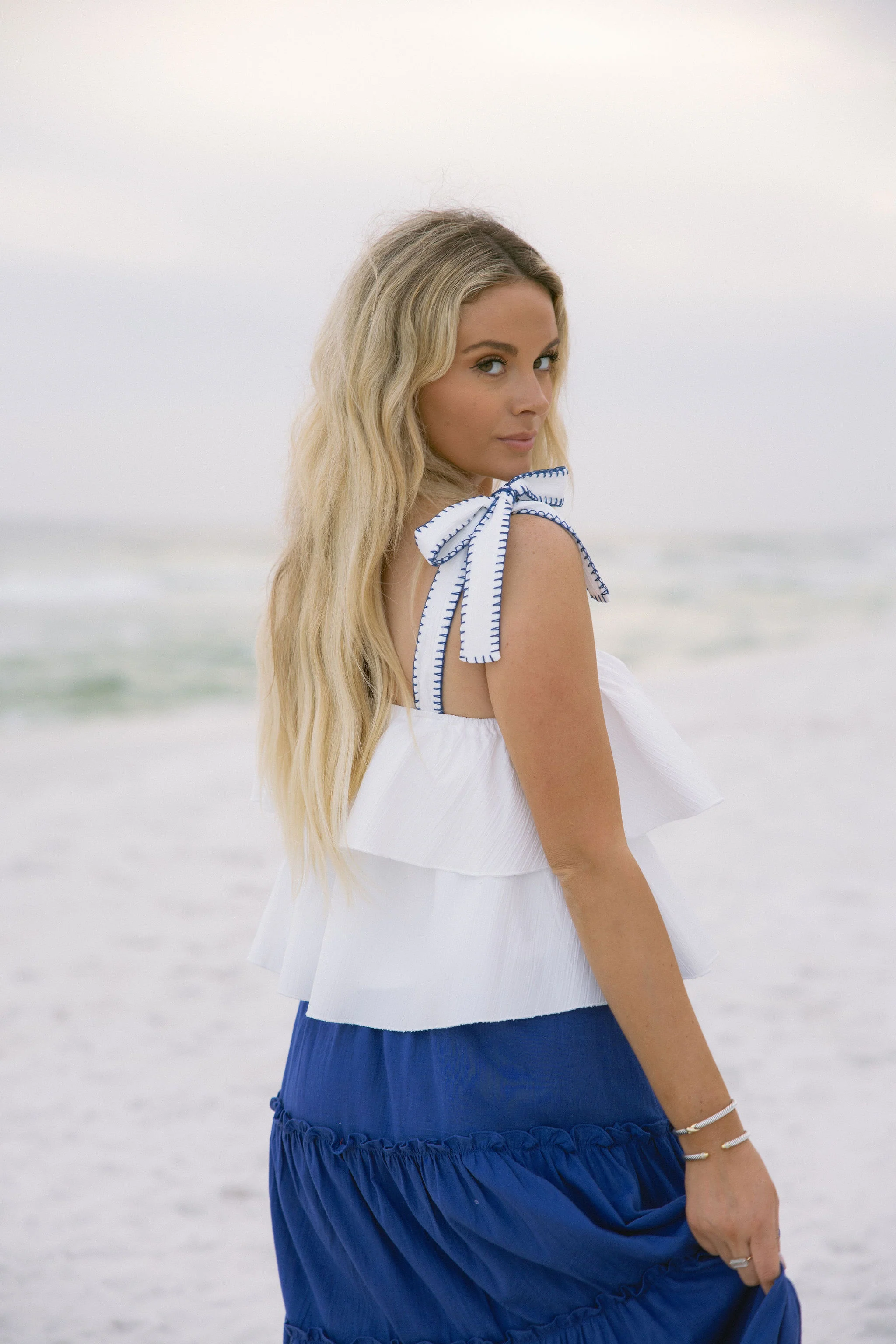Madelyn White Tie Strap Tank Top - Image 2