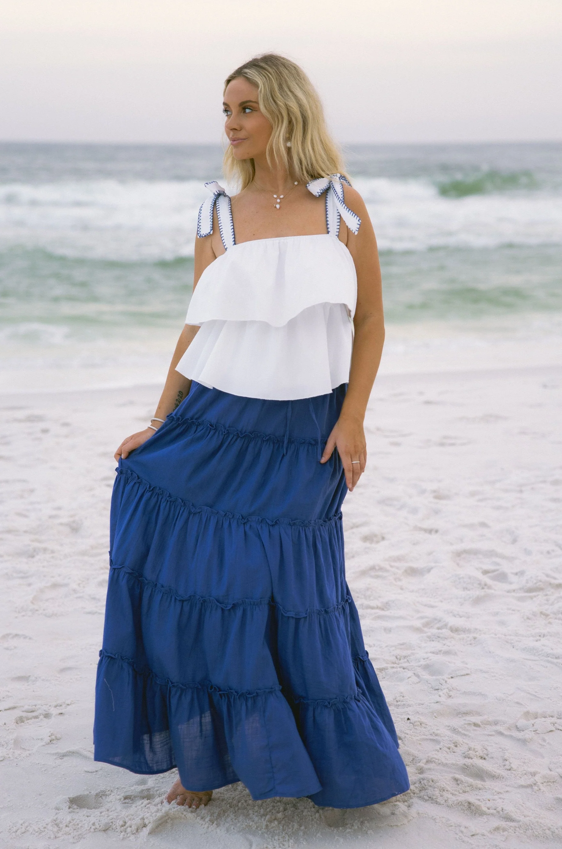 Madelyn White Tie Strap Tank Top - Image 4
