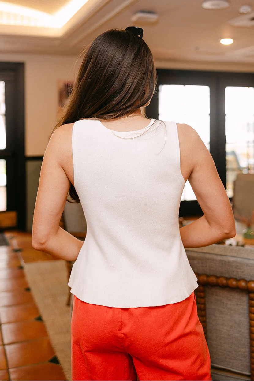 Mae White Button-Up Slit Tank Top - Image 4