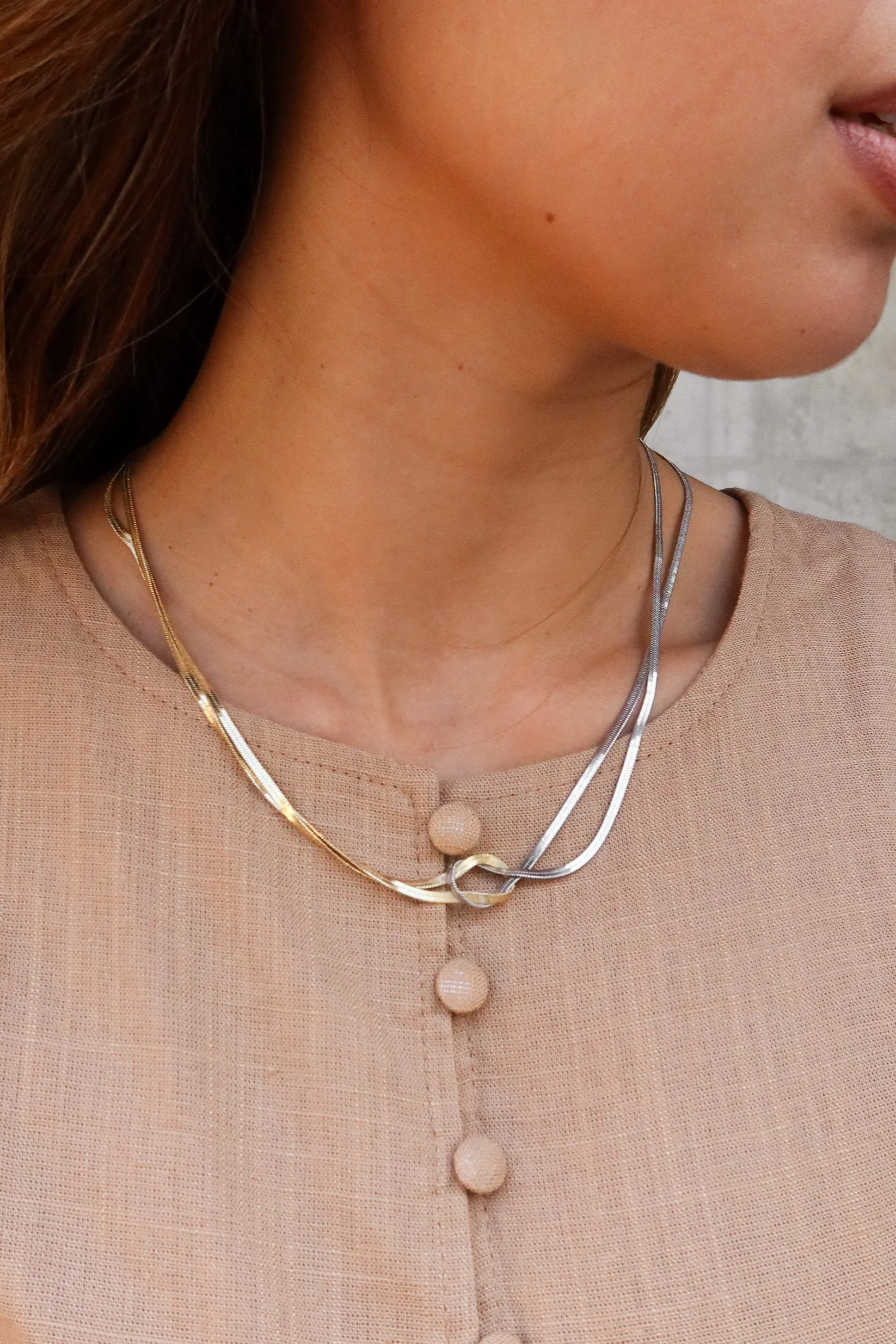 Maeve Gold & Silver Knot Layered Necklace