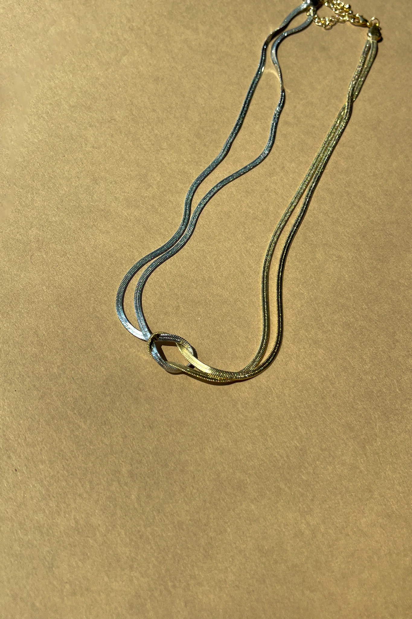 Maeve Gold & Silver Knot Layered Necklace - Image 3