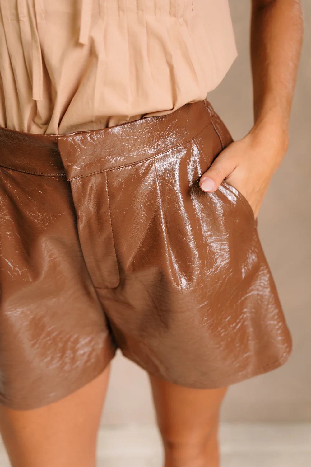 Maeve Faux Leather Shorts - Image 3