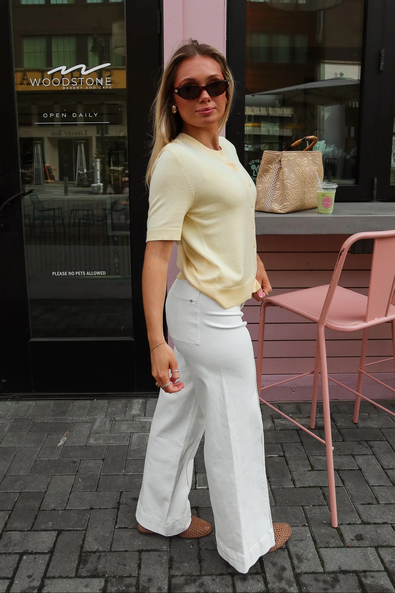 Maeve Pale Yellow Short Sleeve Cardigan - Image 4
