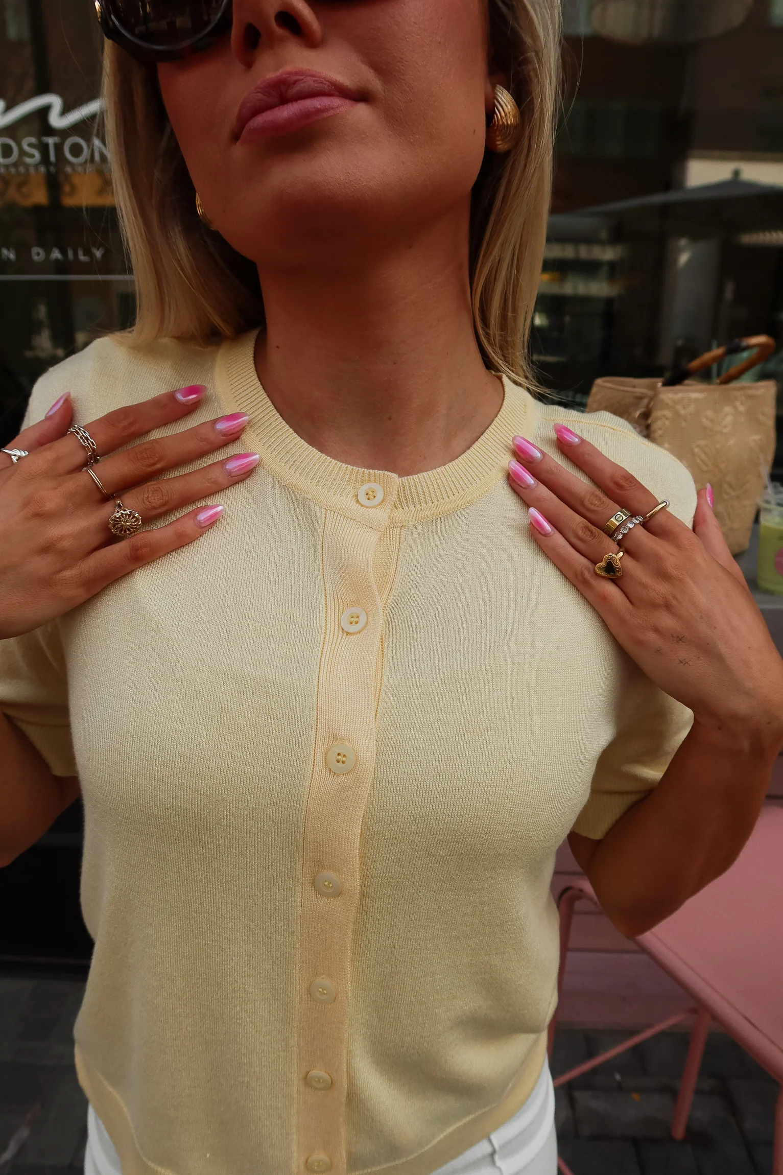 Maeve Pale Yellow Short Sleeve Cardigan - Image 8