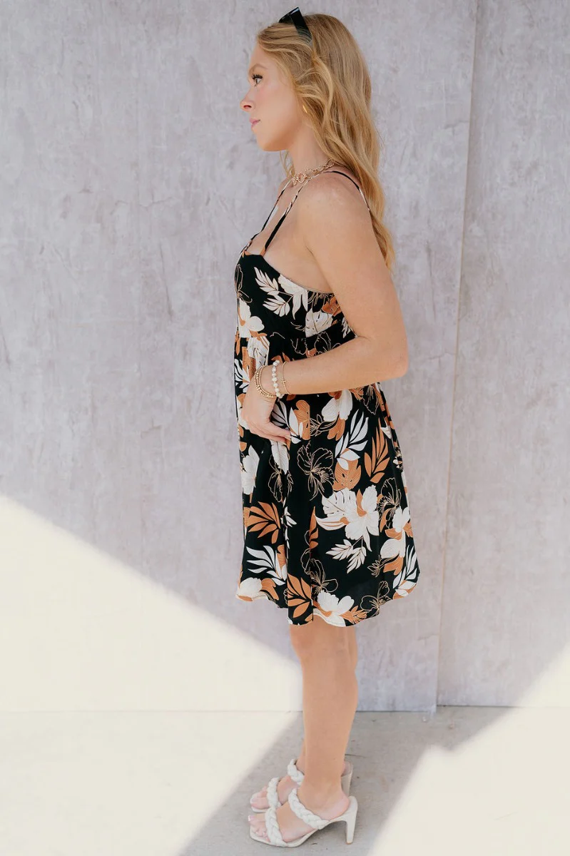 Magnolia Black & Rust Floral Mini Dress - Image 8
