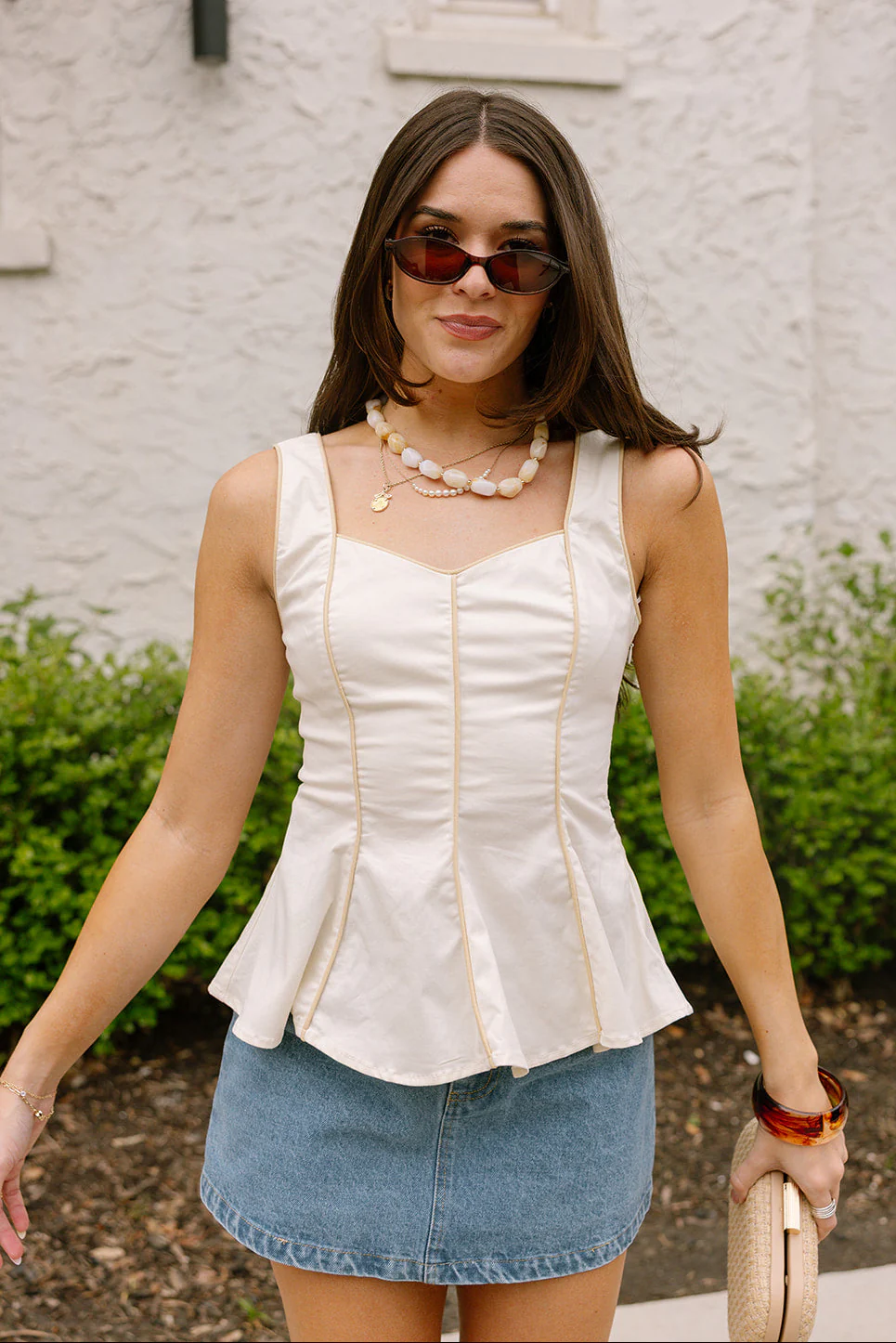 Maia Beige & Cream Flare Tank - Image 4