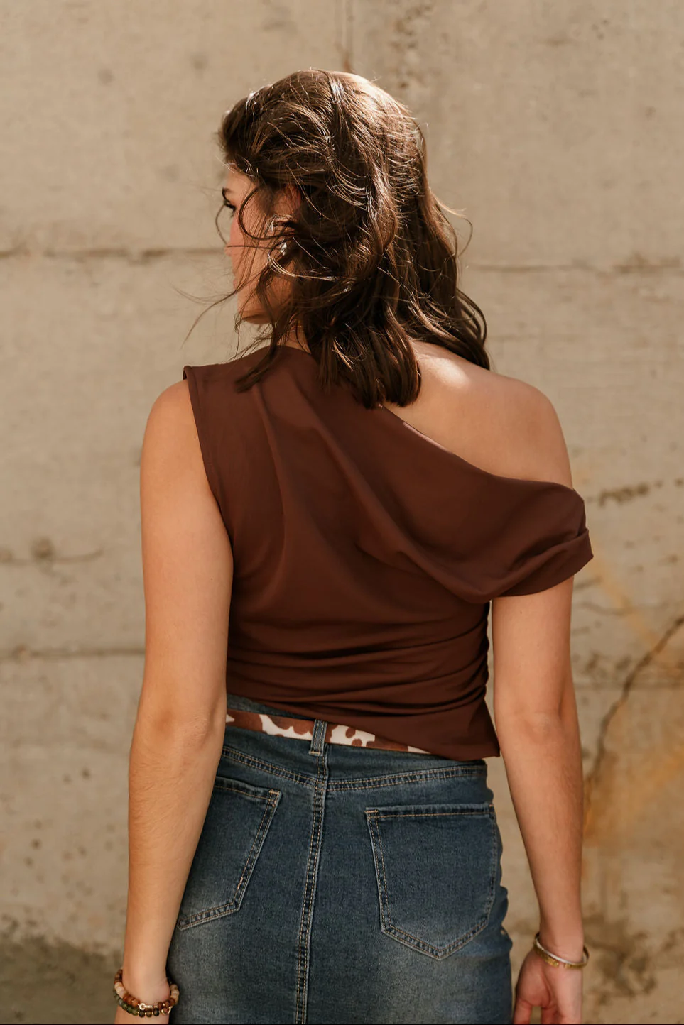 Maia Brown Ruched Sleeveless Tank - Image 4
