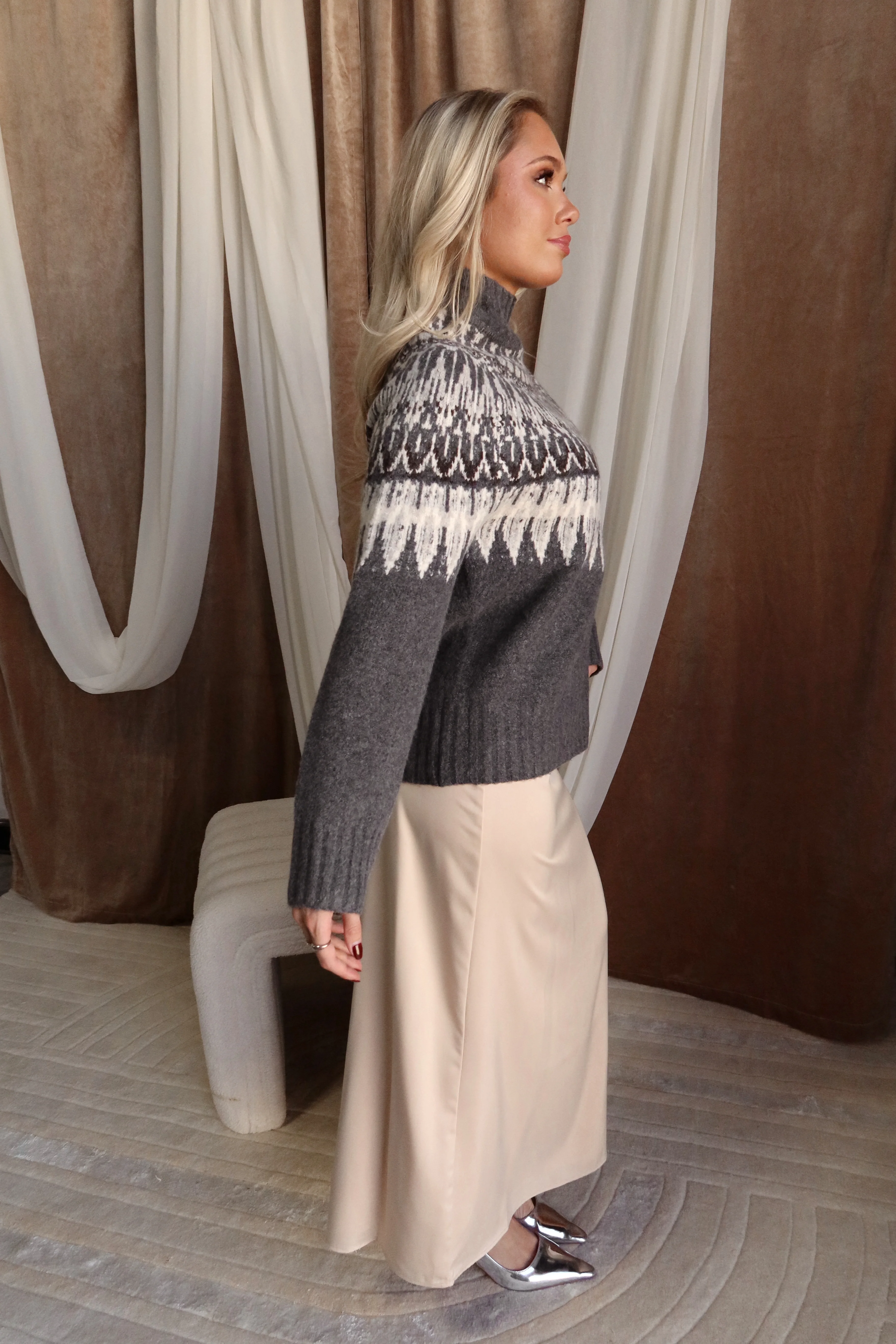 Maia Grey Multi High Neck Sweater - Image 7