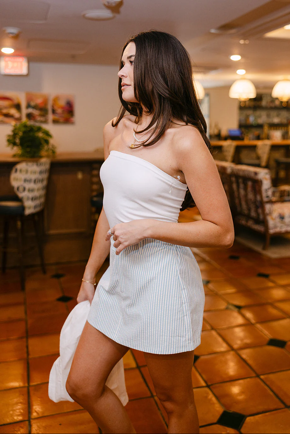 Maia White & Blue Stripe Skort - Image 4