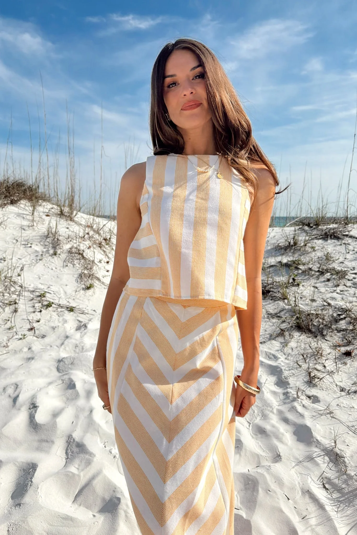Maia Yellow & Cream Stripe Tank
