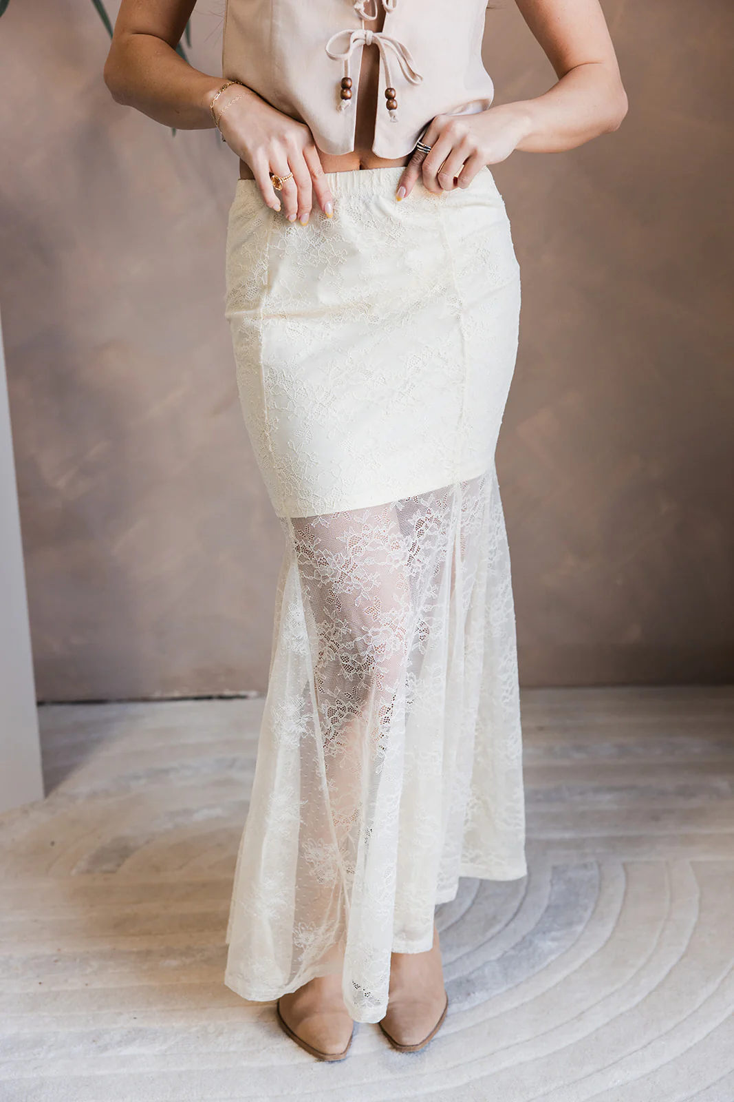 Maisie Cream Lace Mermaid Maxi Skirt - Image 5