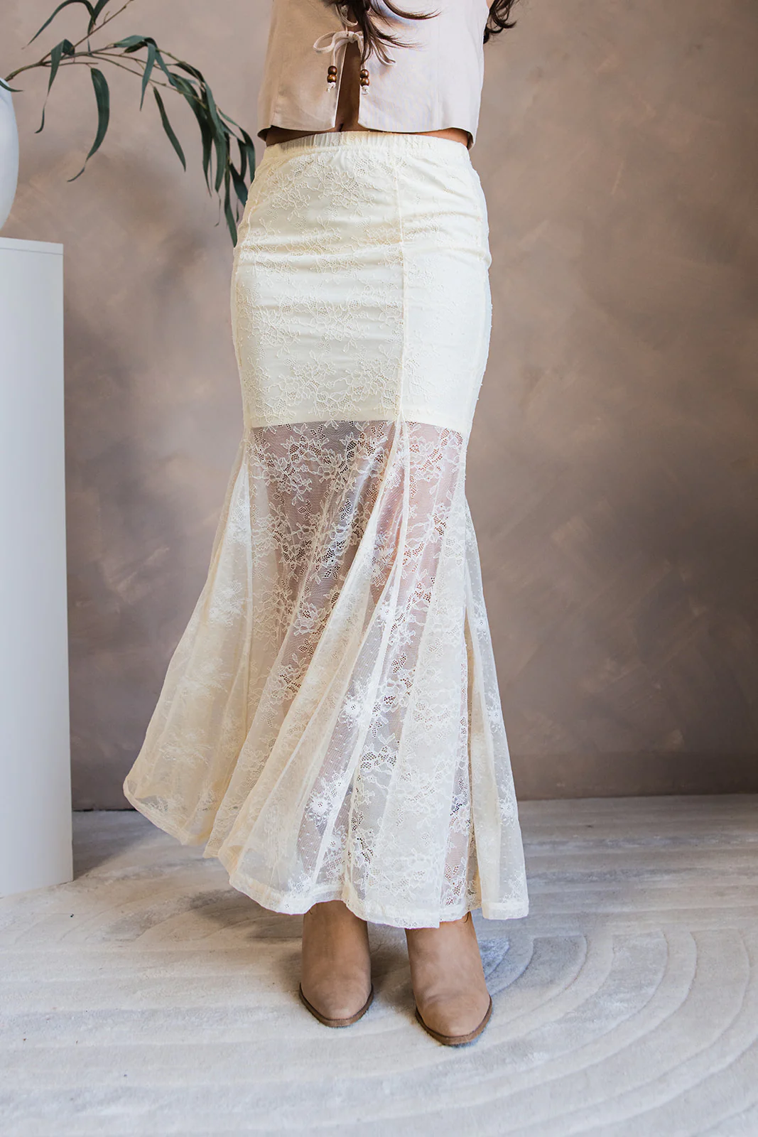 Maisie Cream Lace Mermaid Maxi Skirt - Image 6