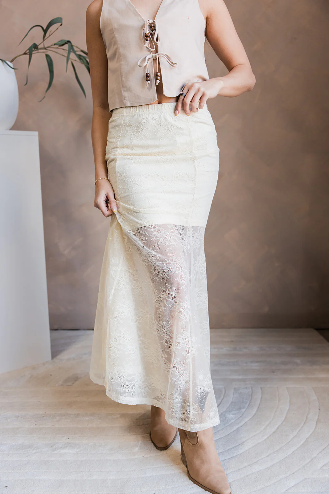 Maisie Cream Lace Mermaid Maxi Skirt - Image 7