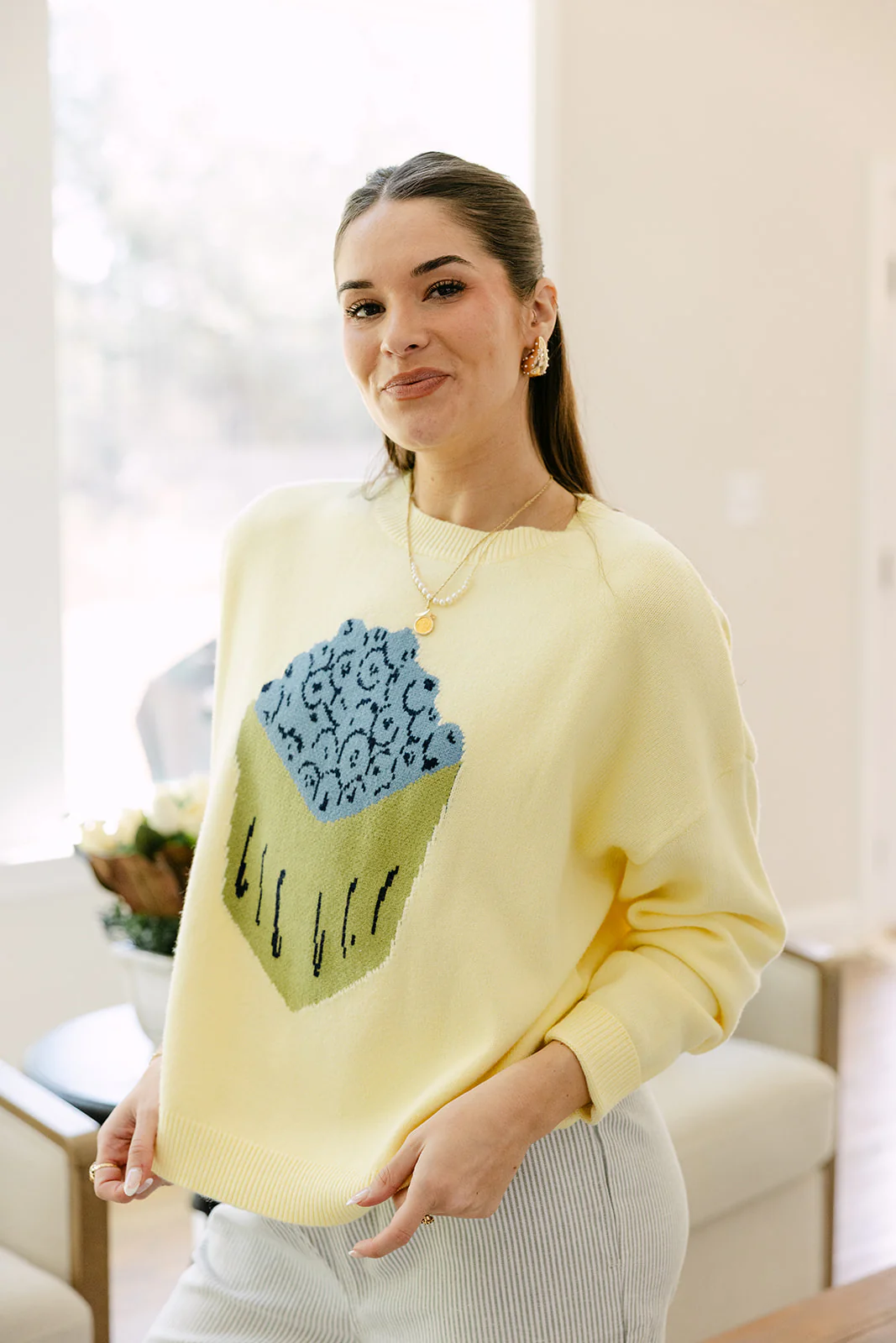 Maisy Yellow Blueberry Graphic Sweater - Image 3