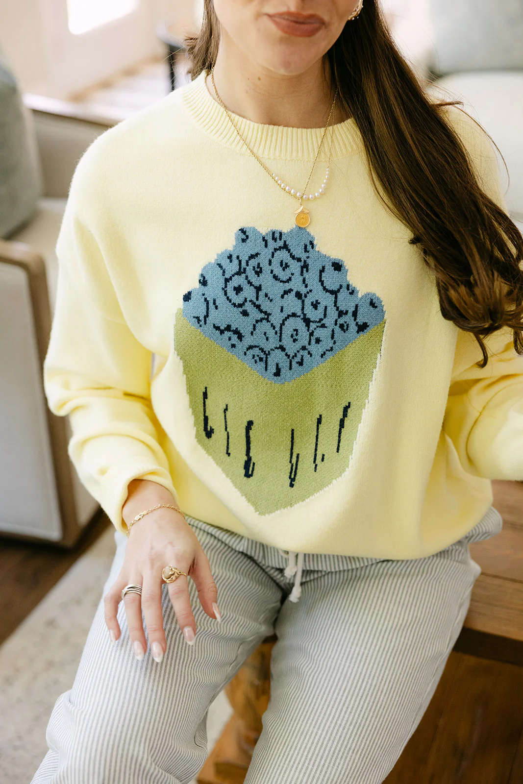 Maisy Yellow Blueberry Graphic Sweater - Image 5