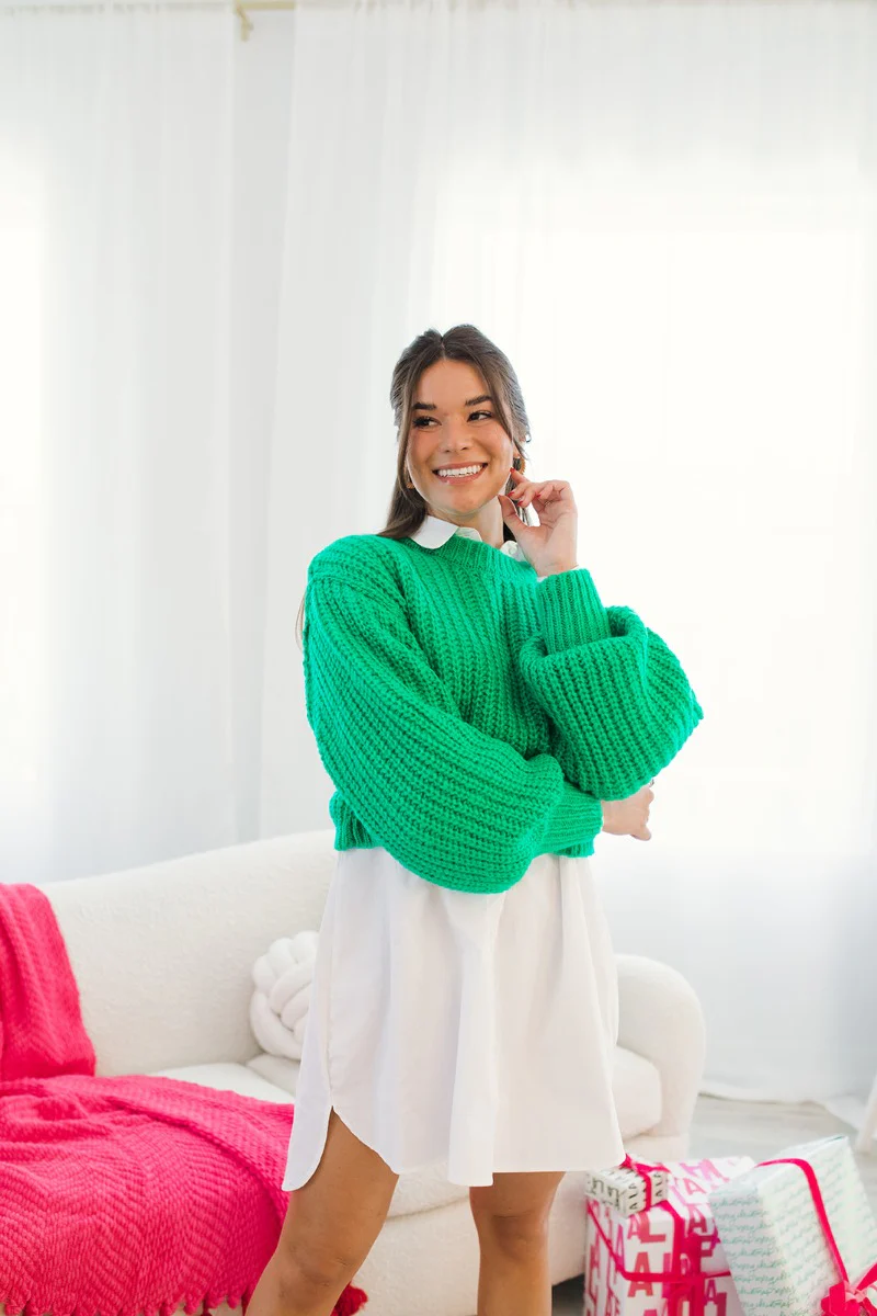 Make A Statement Sweater in Green - Image 3