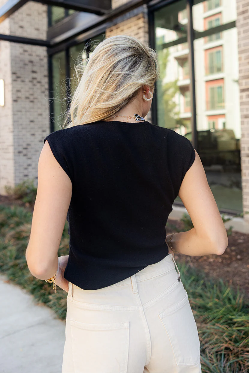 Malia Black Knit Sleeveless Sweater - Image 4