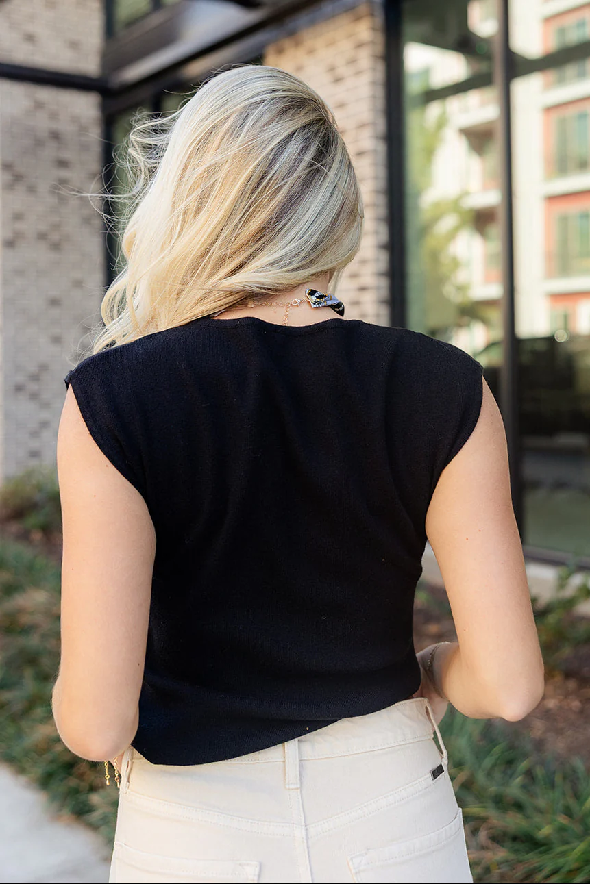 Malia Black Knit Sleeveless Sweater - Image 9