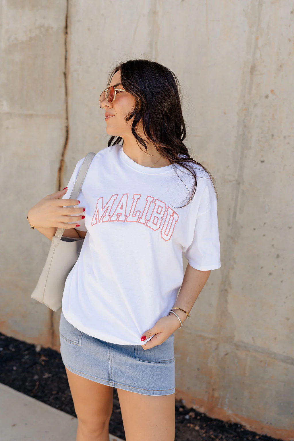 Malibu White & Blush Short Sleeve Graphic Top - Image 6