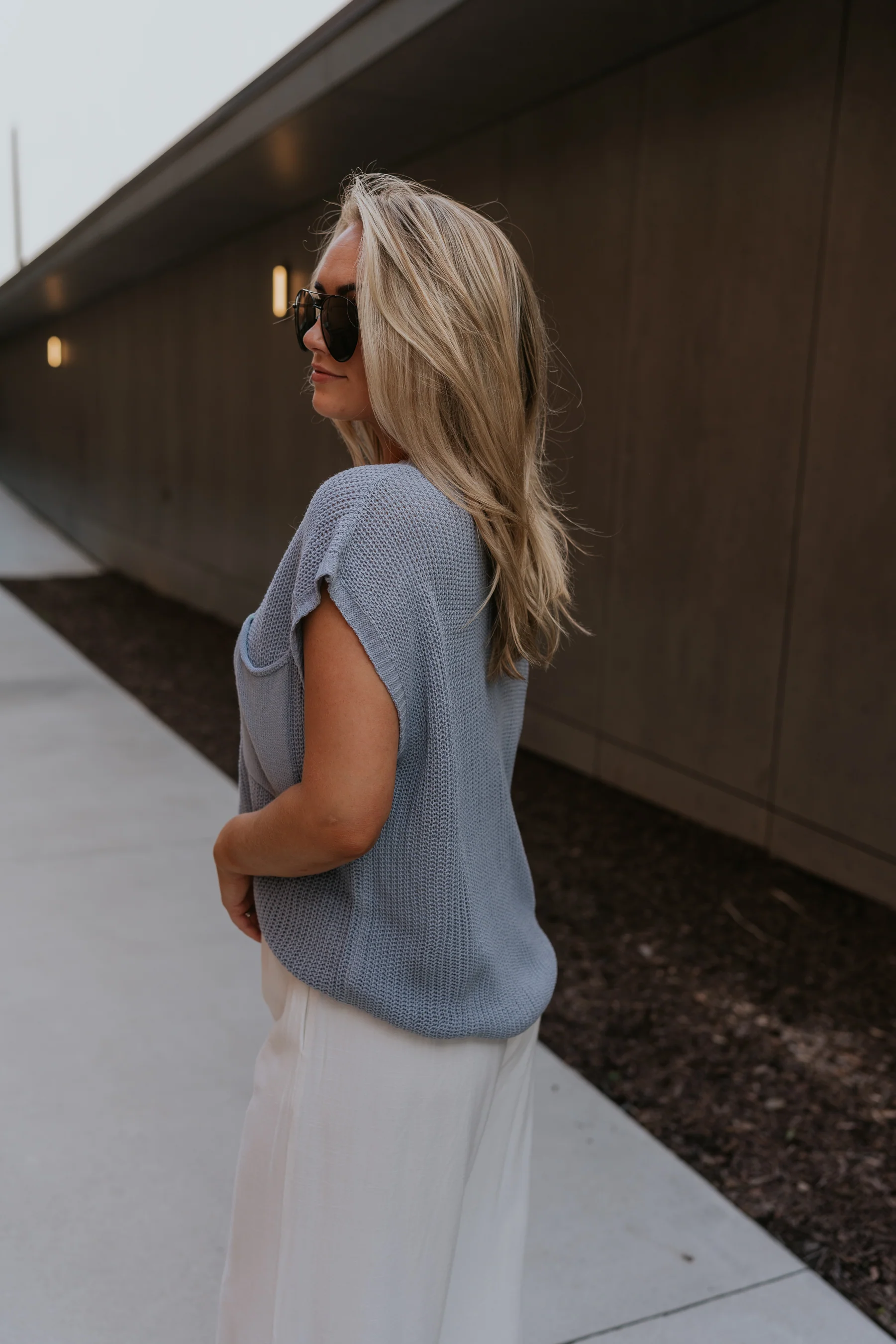 Mallorie Dusty Blue Short Sleeve Top - Image 6