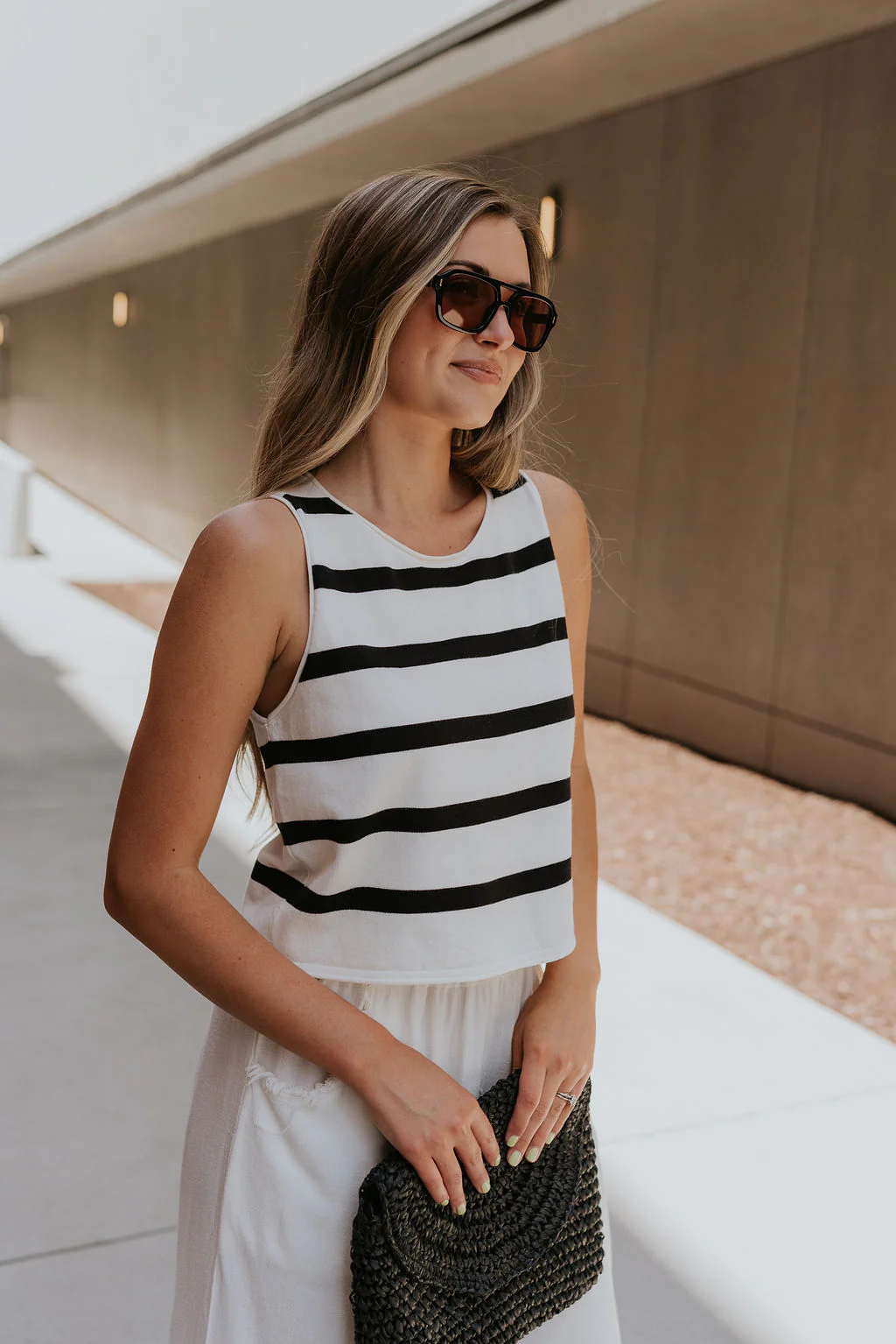 Mallory Off White & Black Stripe Tank - Image 3