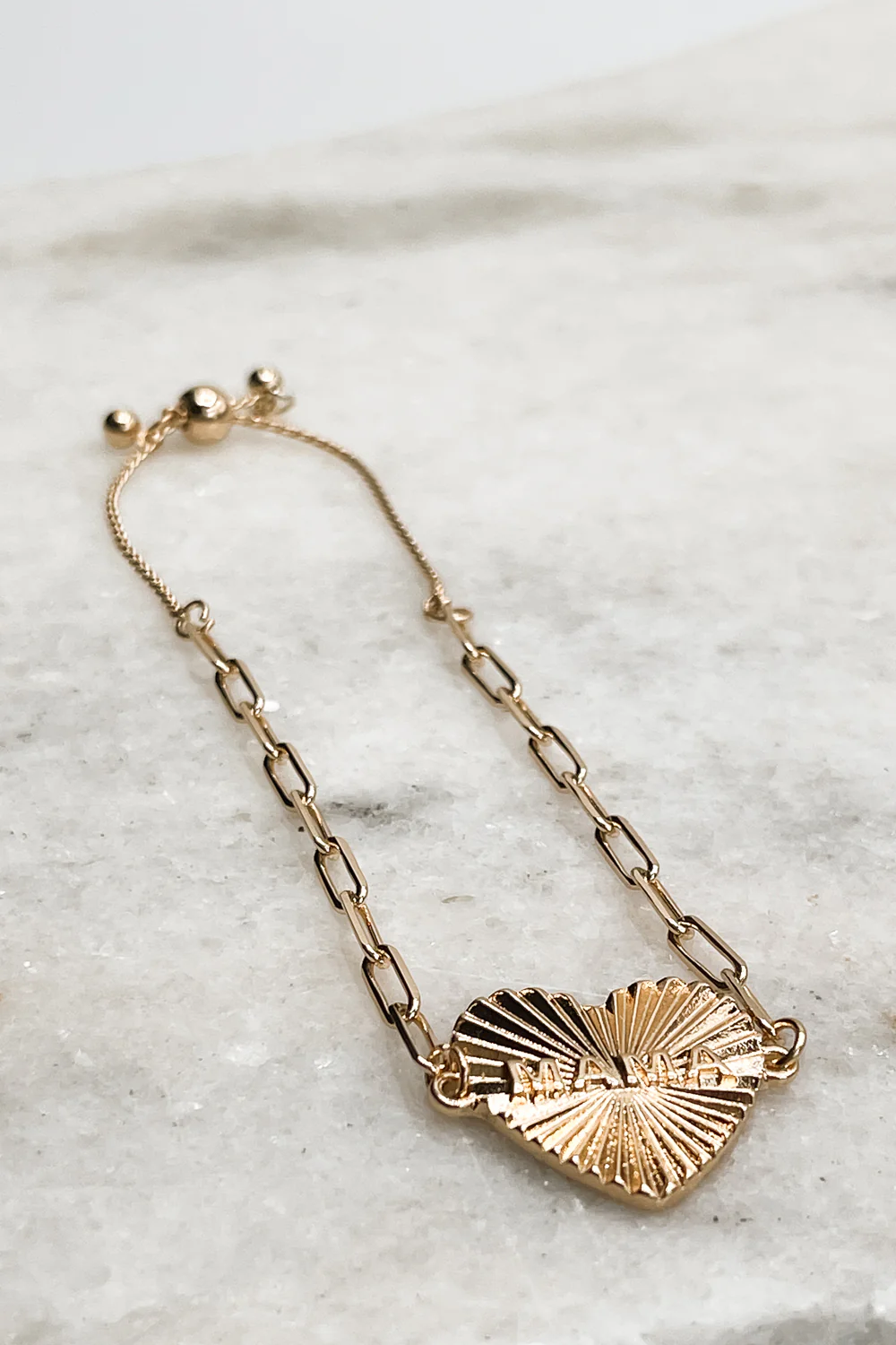Mama Gold Heart Adjustable Bracelet