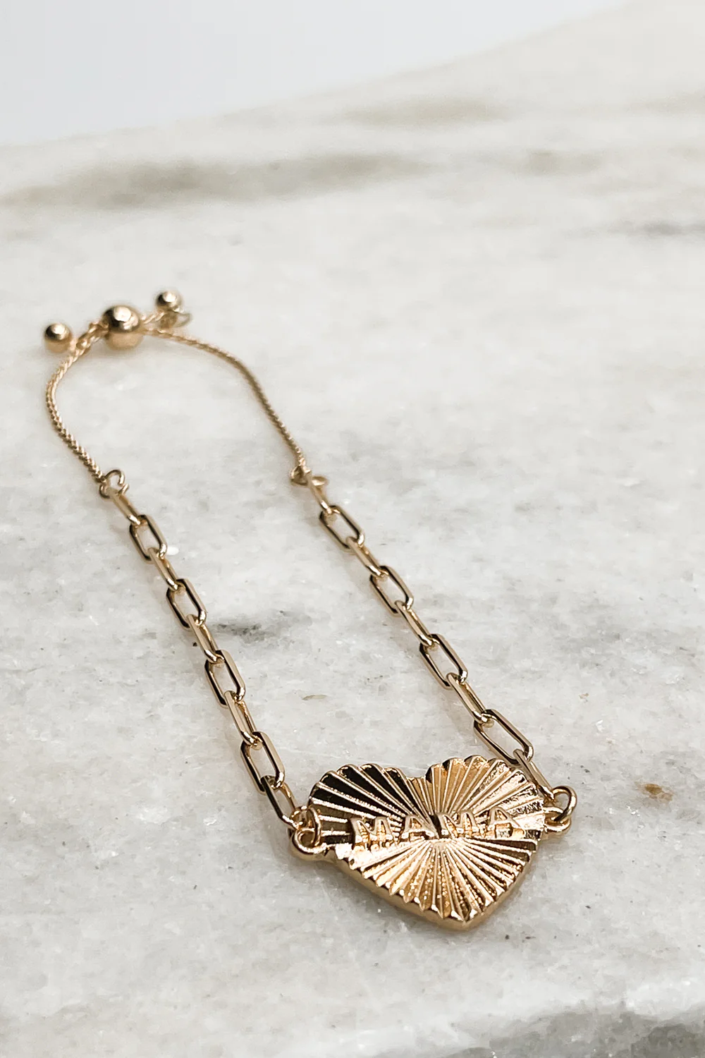 Mama Gold Heart Adjustable Bracelet - Image 2