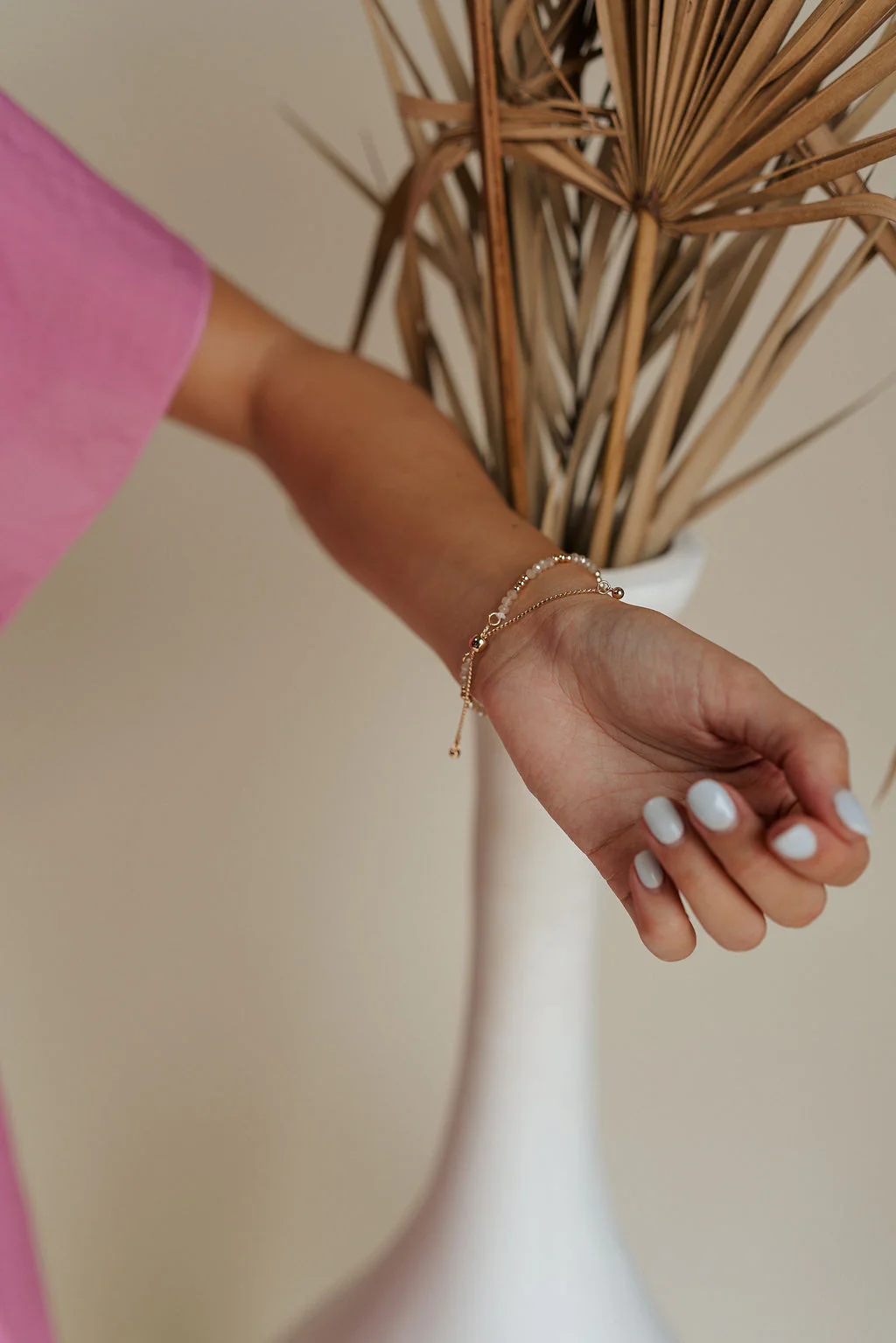 MAMA Ivory & Gold Beaded Adjustable Bracelet - Image 3
