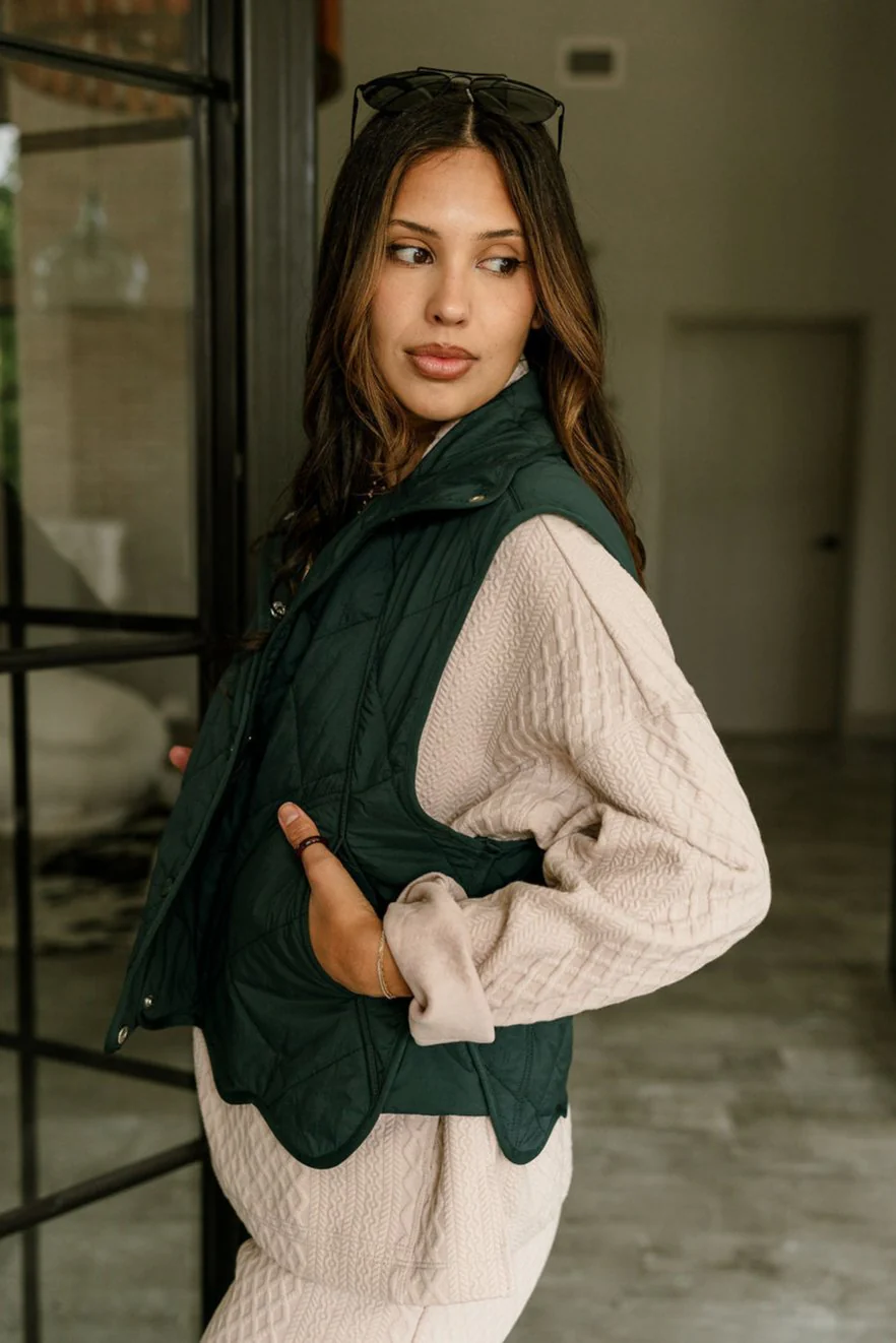 Mandy Teal Scalloped Puffer Vest - Image 3