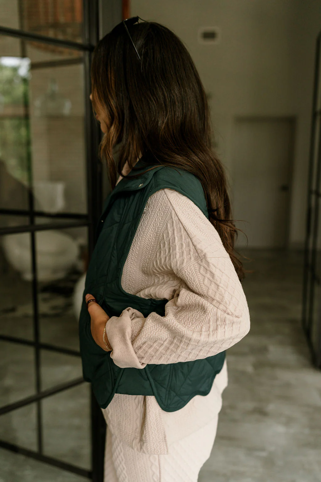 Mandy Teal Scalloped Puffer Vest - Image 4