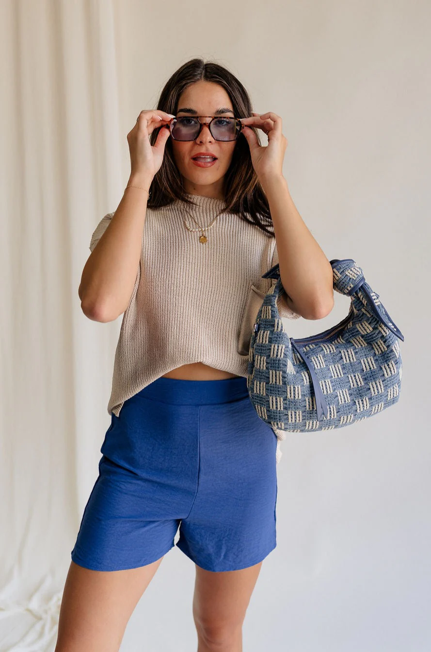 Mara Blue High Waist Shorts - Image 2