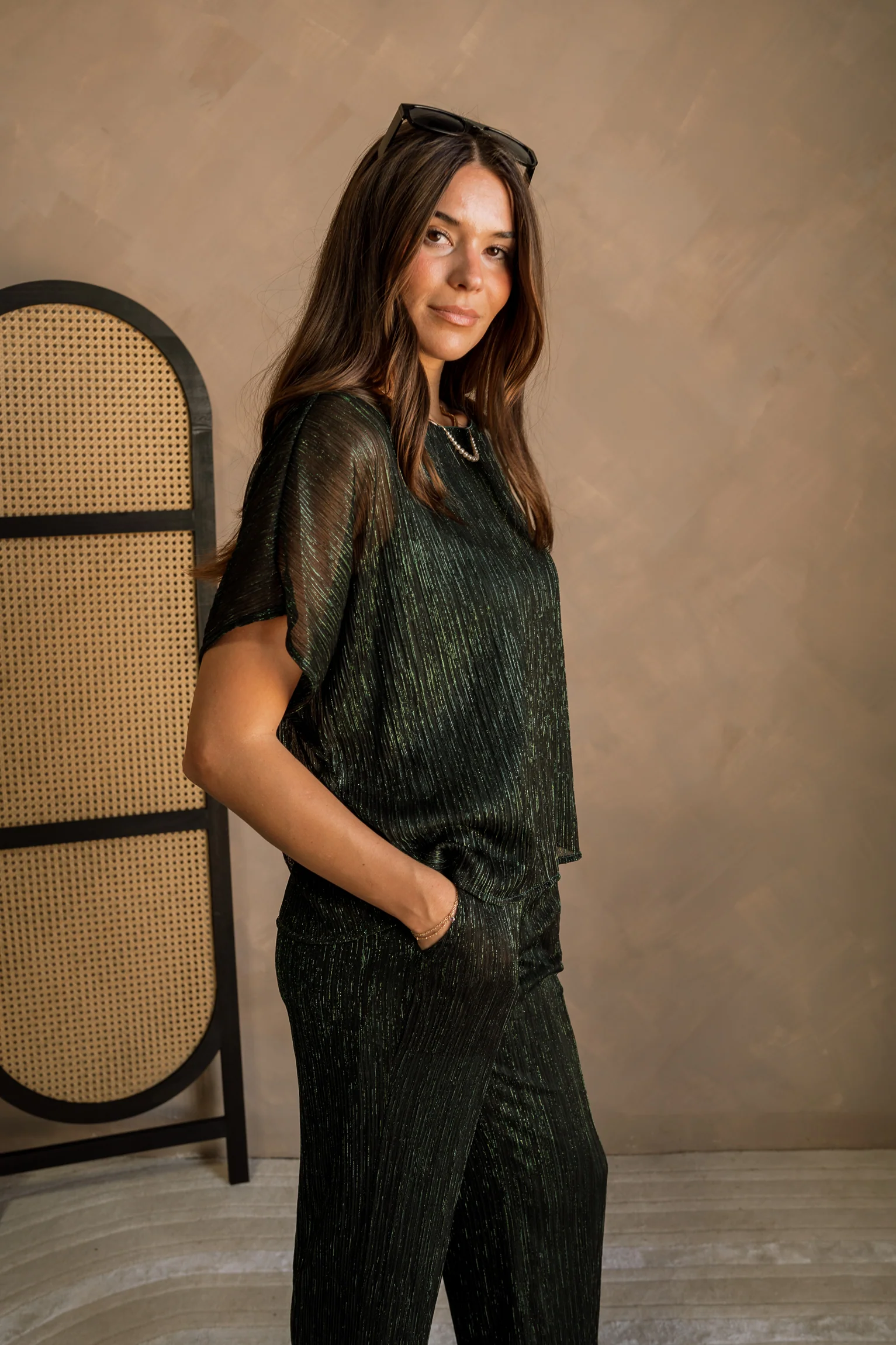 Mara Hunter Green Metallic Top - Image 6