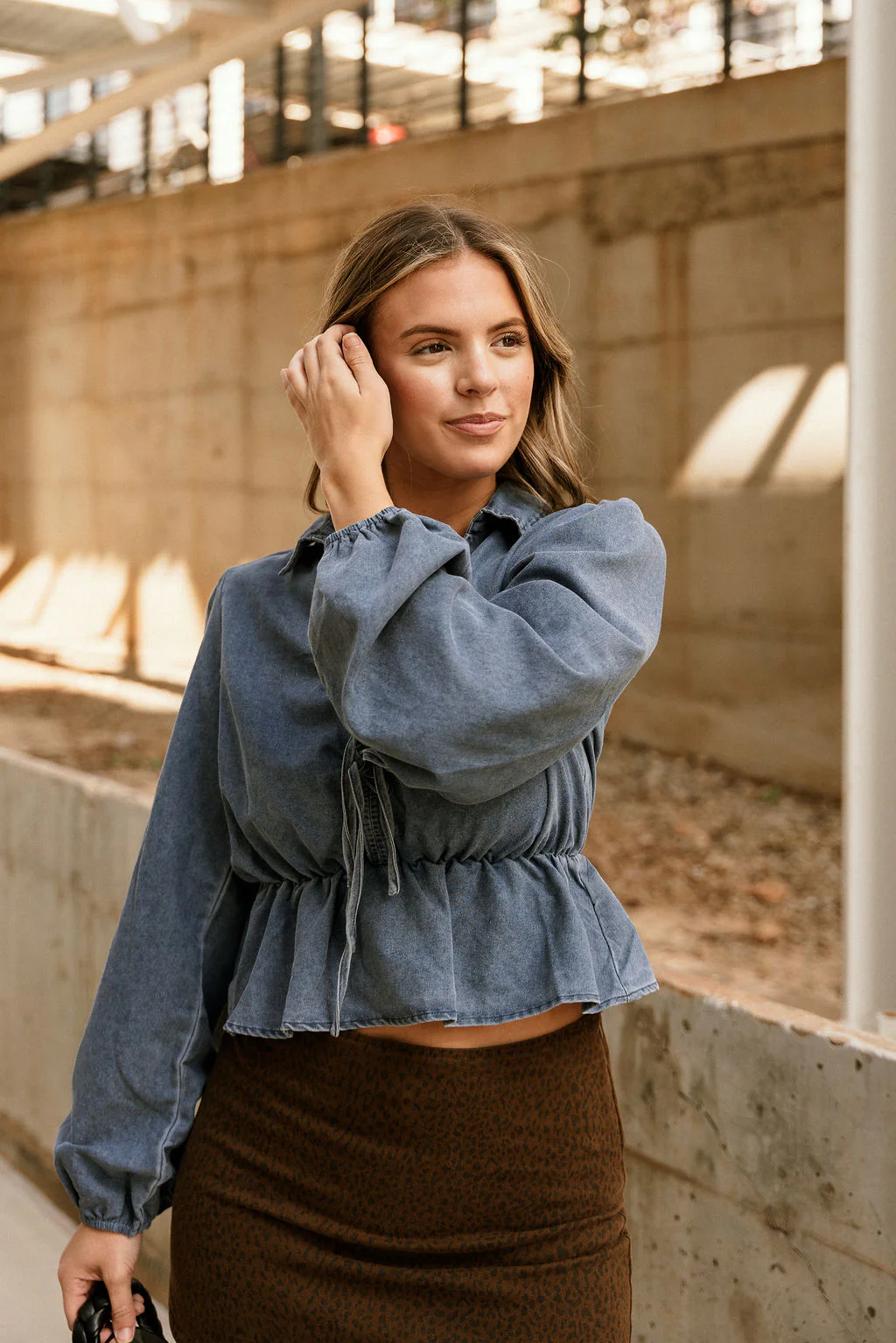Marceline Blue Denim Long Sleeve Top - Image 3