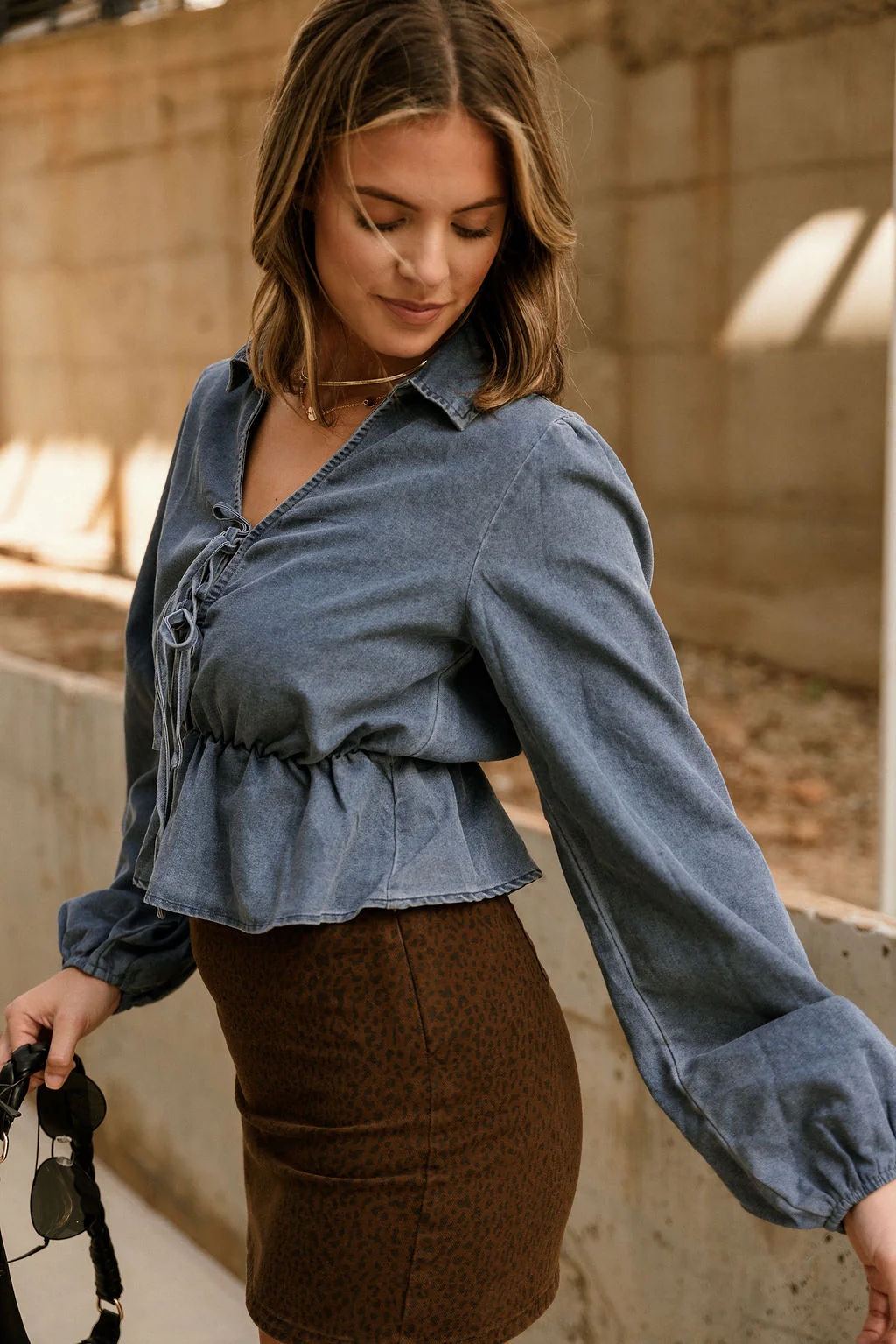 Marceline Blue Denim Long Sleeve Top - Image 4