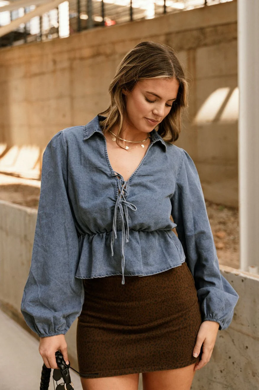 Marceline Blue Denim Long Sleeve Top - Image 6