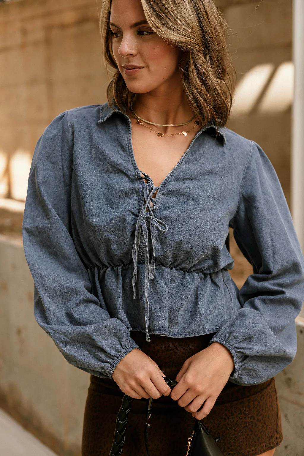 Marceline Blue Denim Long Sleeve Top - Image 7