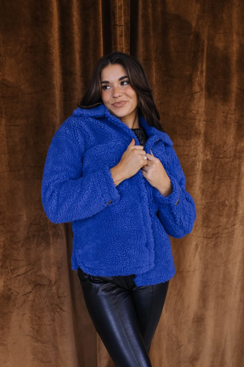 Maren Blue Teddy Jacket - Image 2