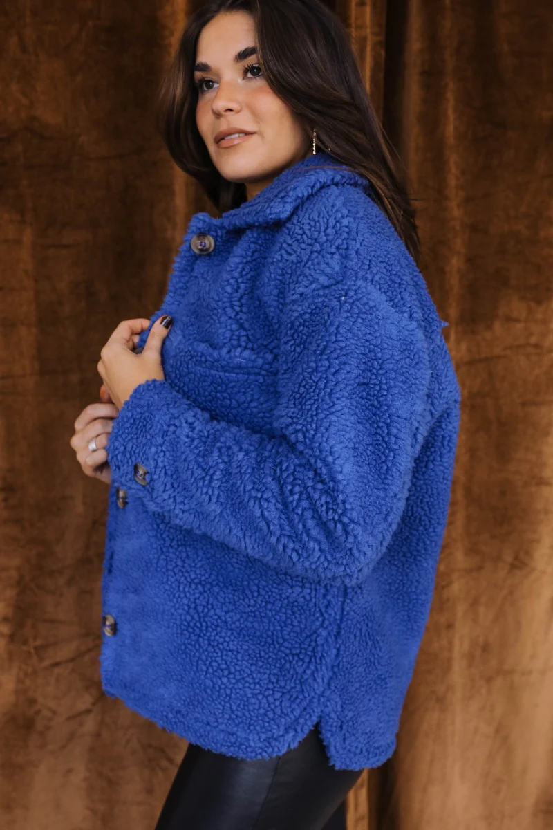 Maren Blue Teddy Jacket - Image 3