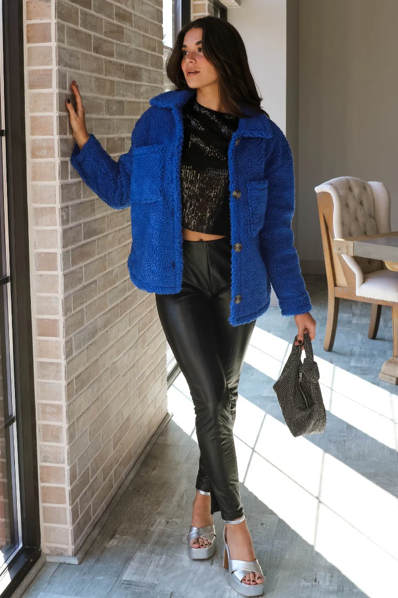 Maren Blue Teddy Jacket - Image 6