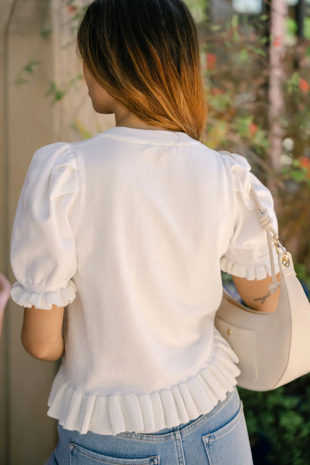 Maren Cream Ruffle Short Sleeve Top - Image 5