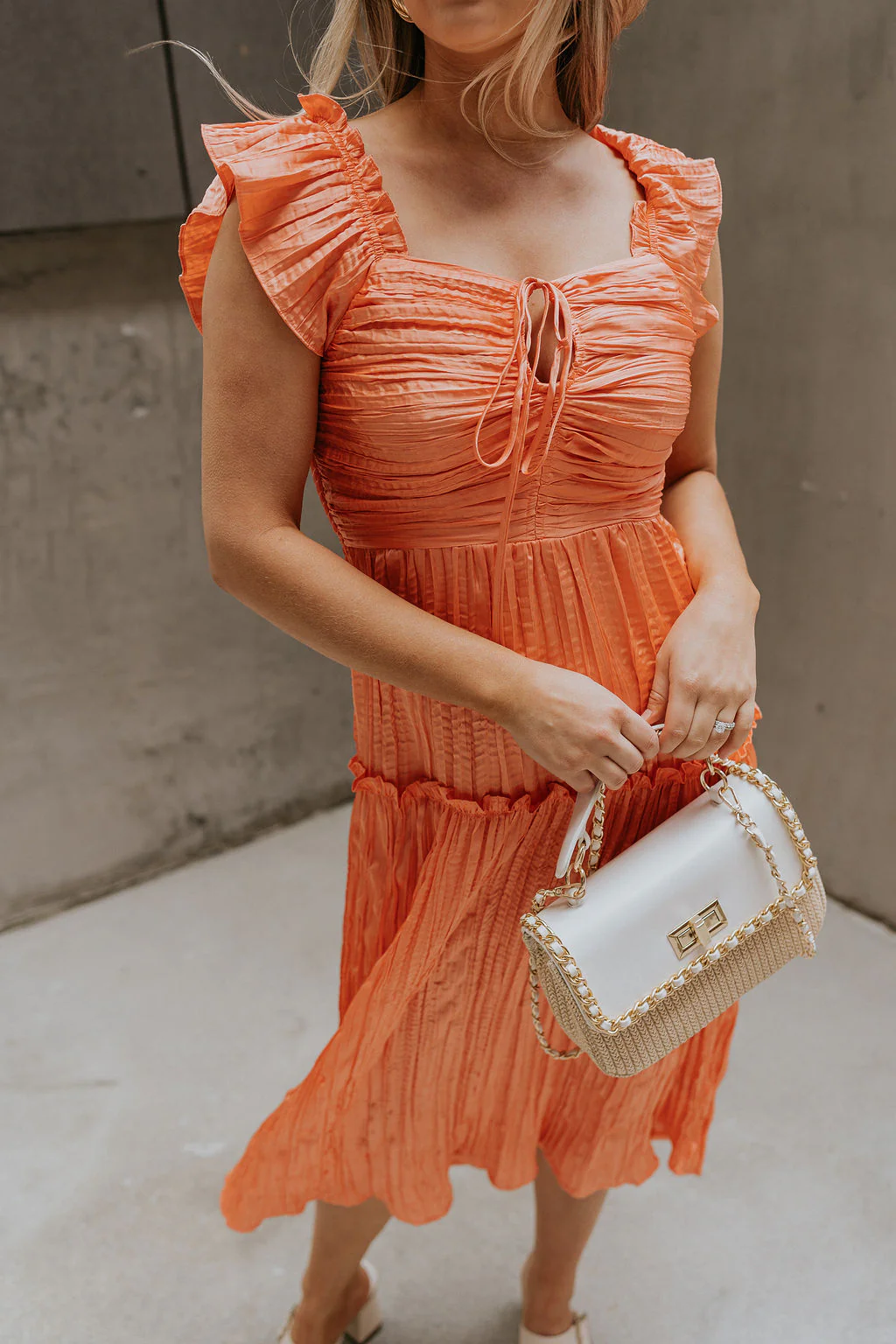 Maren Peach Key Hole Midi Dress - Image 6