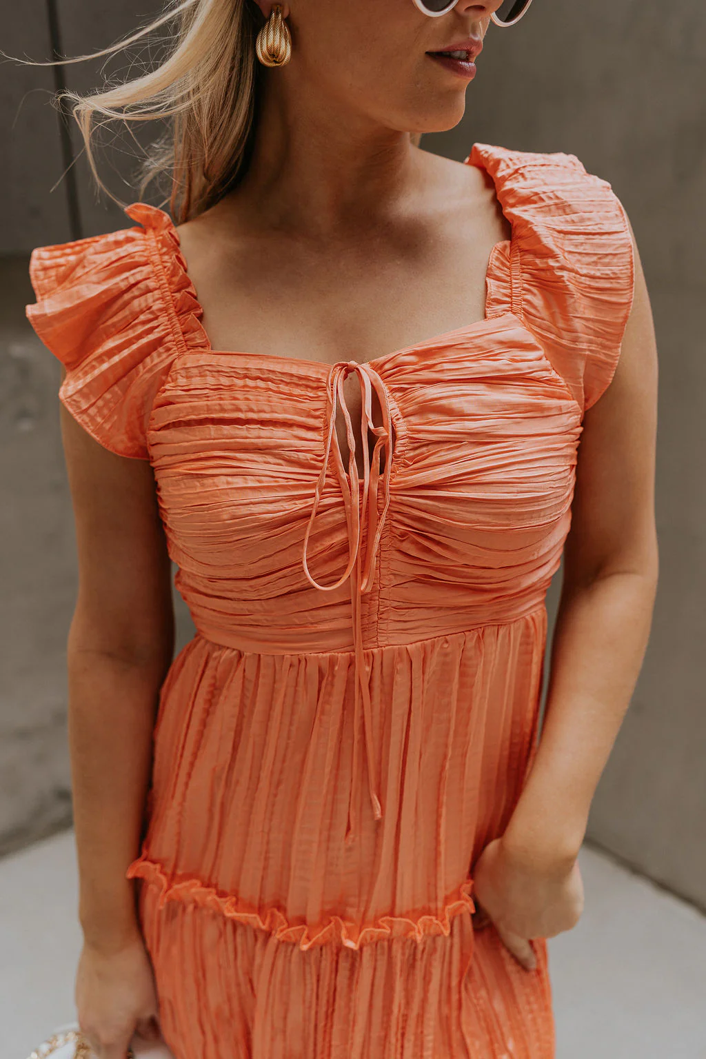 Maren Peach Key Hole Midi Dress - Image 7