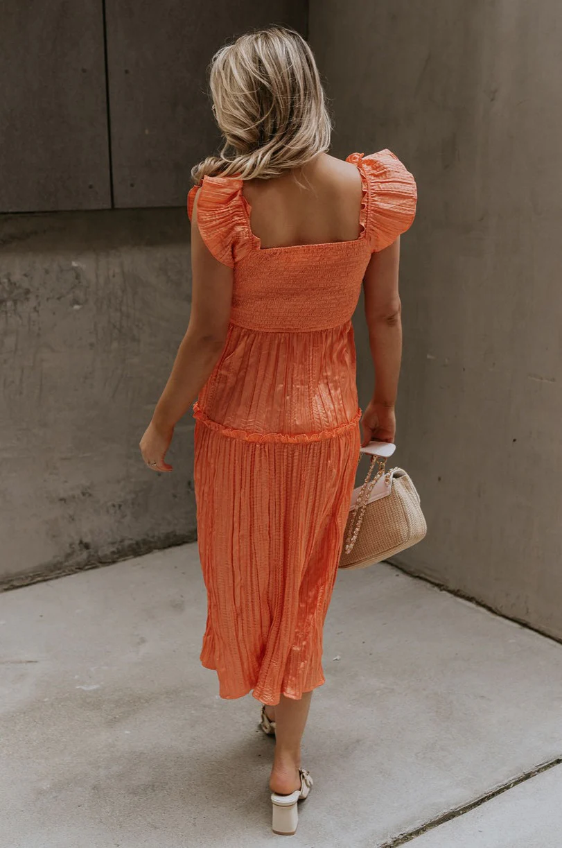 Maren Peach Key Hole Midi Dress - Image 8