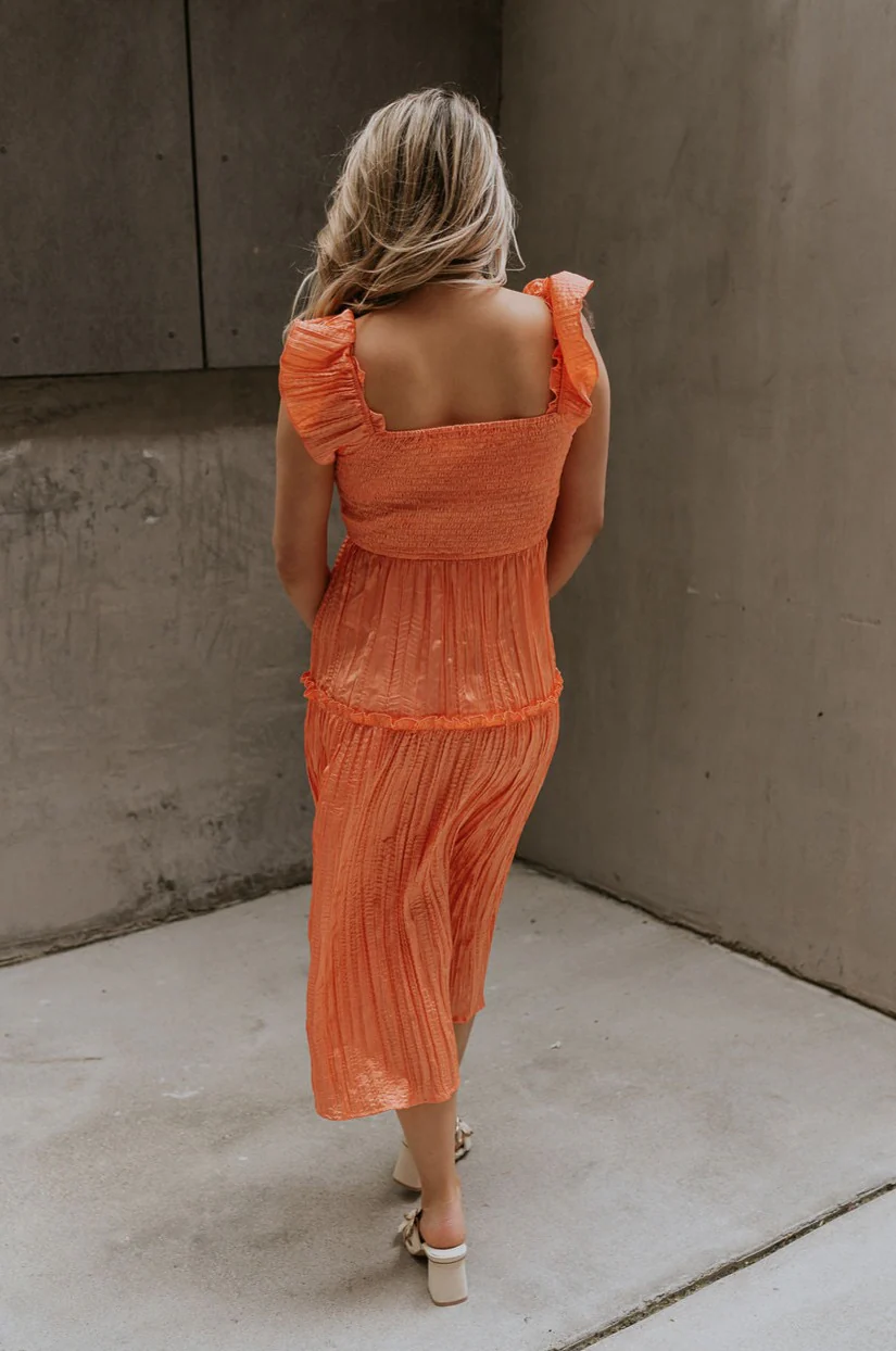 Maren Peach Key Hole Midi Dress - Image 9