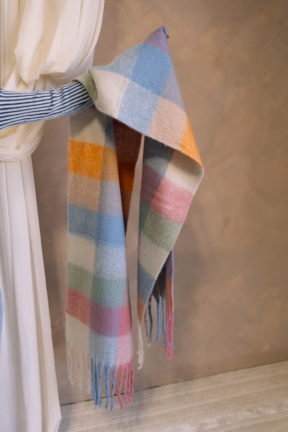 Maren Plaid Fringe Scarf - Image 4
