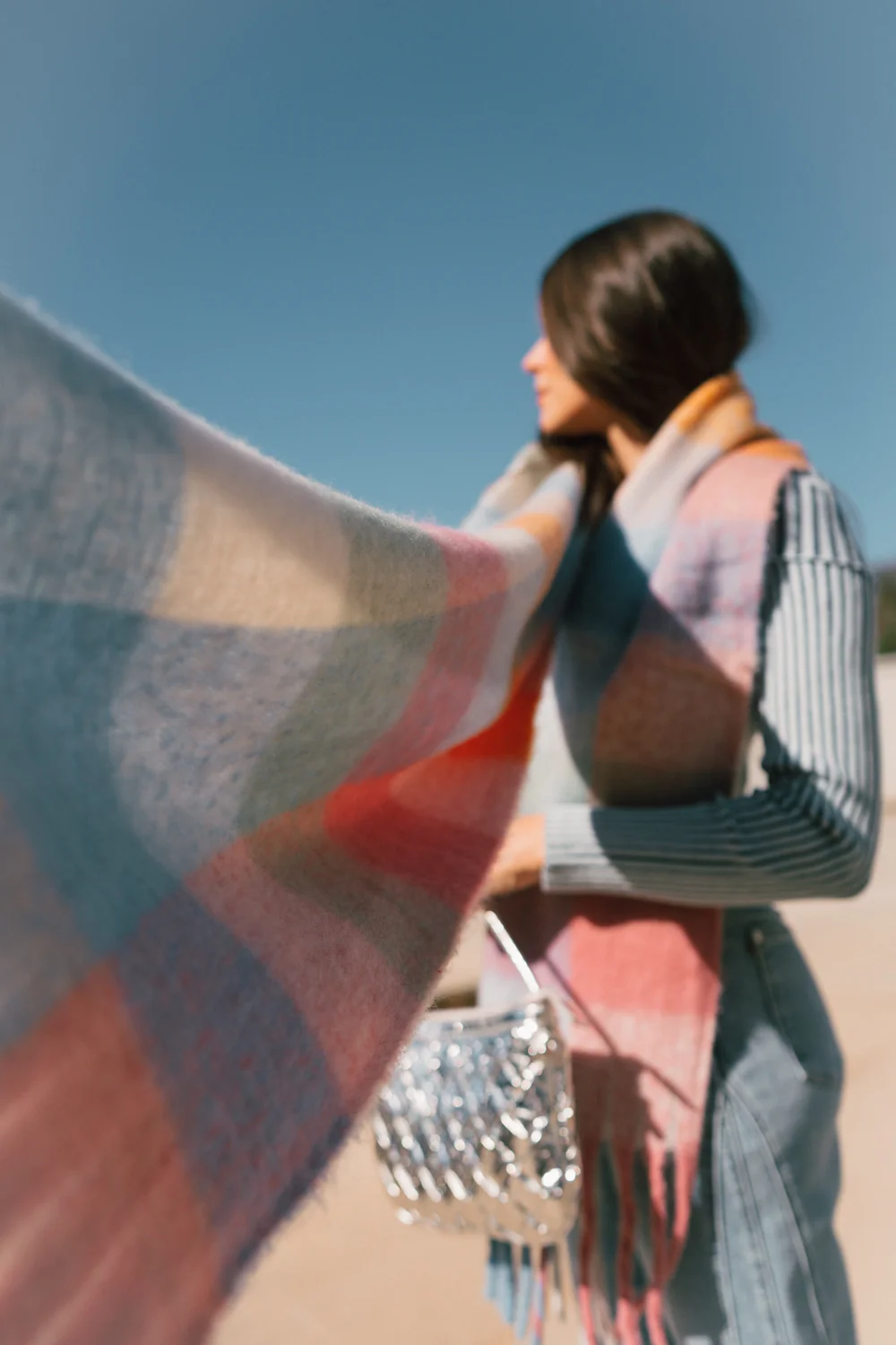 Maren Plaid Fringe Scarf - Image 6